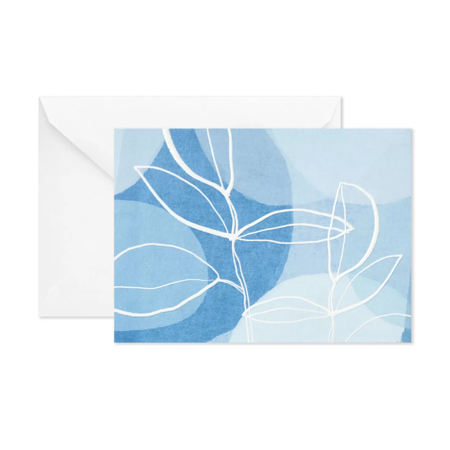 Online Leaf Outlines On Blue Blank Note Cards, Box Of 10 Thank You