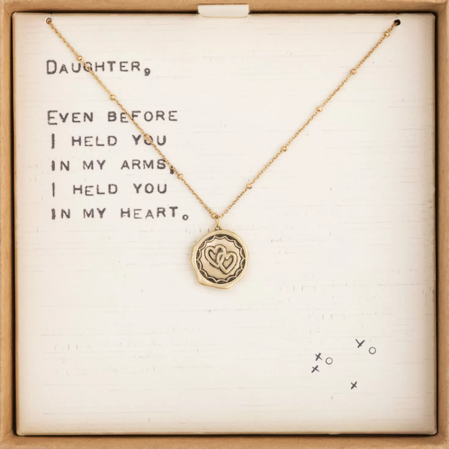 Cheap Linked Hearts Charm Dear You Daughter Necklace, 17.5" Thank You