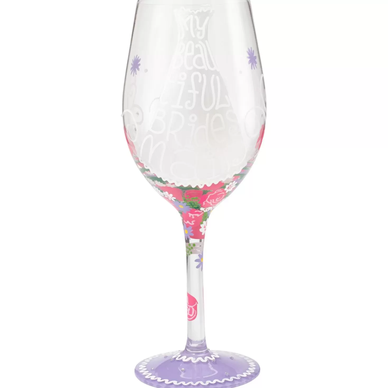 Fashion Lolita® Beautiful Bridesmaid Handpainted Wine Glass, 15 Oz. Wedding