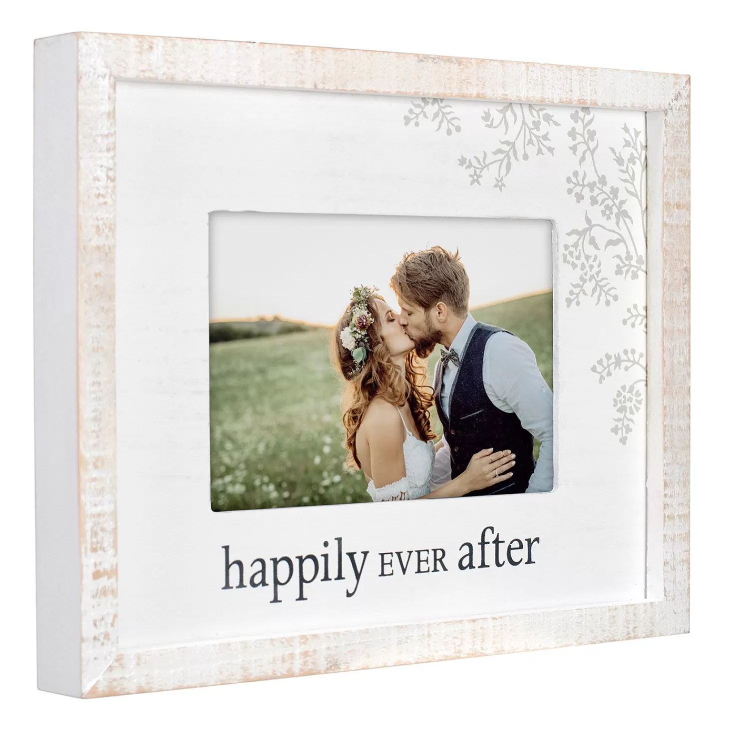 Store Malden Happily Ever After Rustic White Wood Picture Frame, 4X6 Wedding