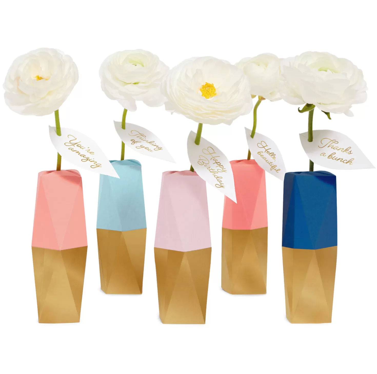 Best Mini Paper Vase Kit, Pack Of 5 With Water Vials And Leaf Tags Encouragement