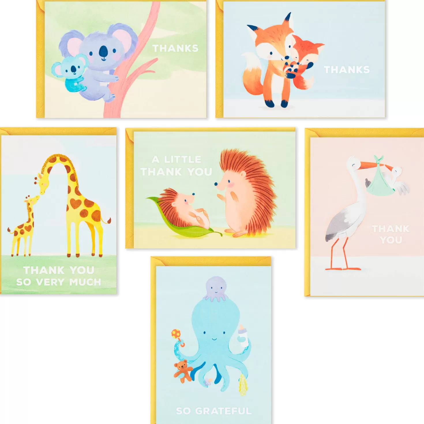 New Mom And Baby Animal Assortment Blank Thank-You Notes, Pack Of 48 Thank You