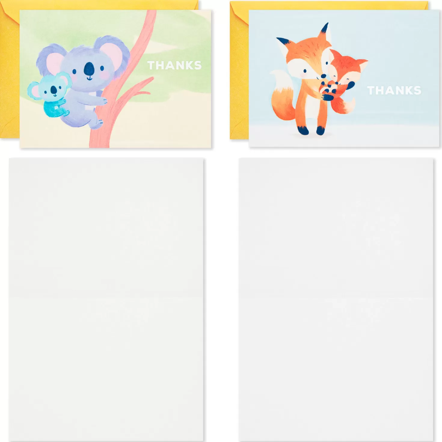 New Mom And Baby Animal Assortment Blank Thank-You Notes, Pack Of 48 Thank You