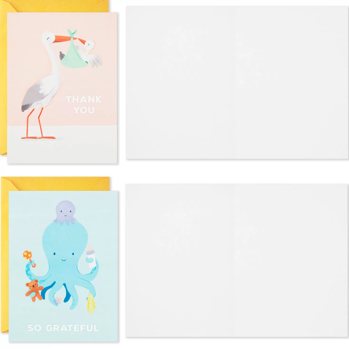 New Mom And Baby Animal Assortment Blank Thank-You Notes, Pack Of 48 Thank You