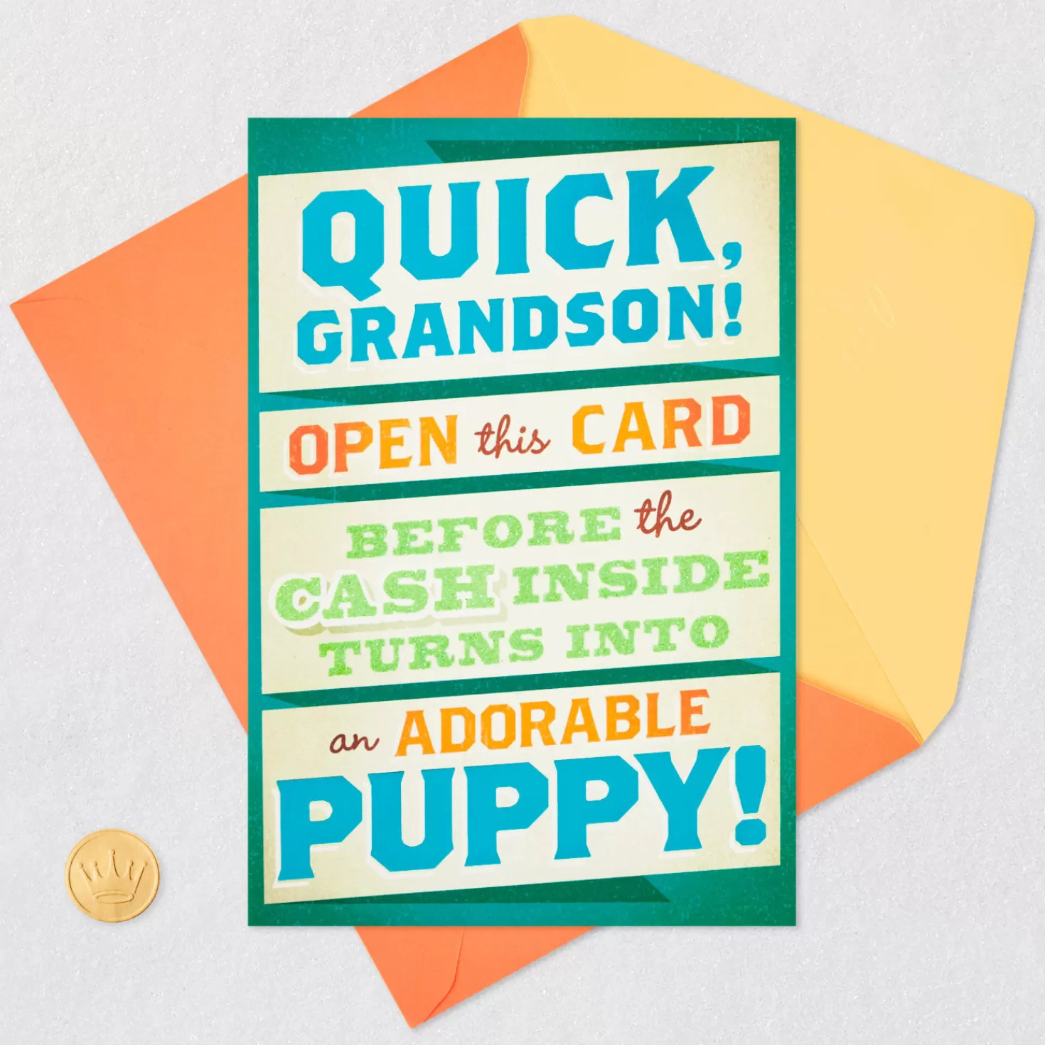Birthday>Hallmark Money Or Puppy Funny Pop-Up Birthday Card For Grandson
