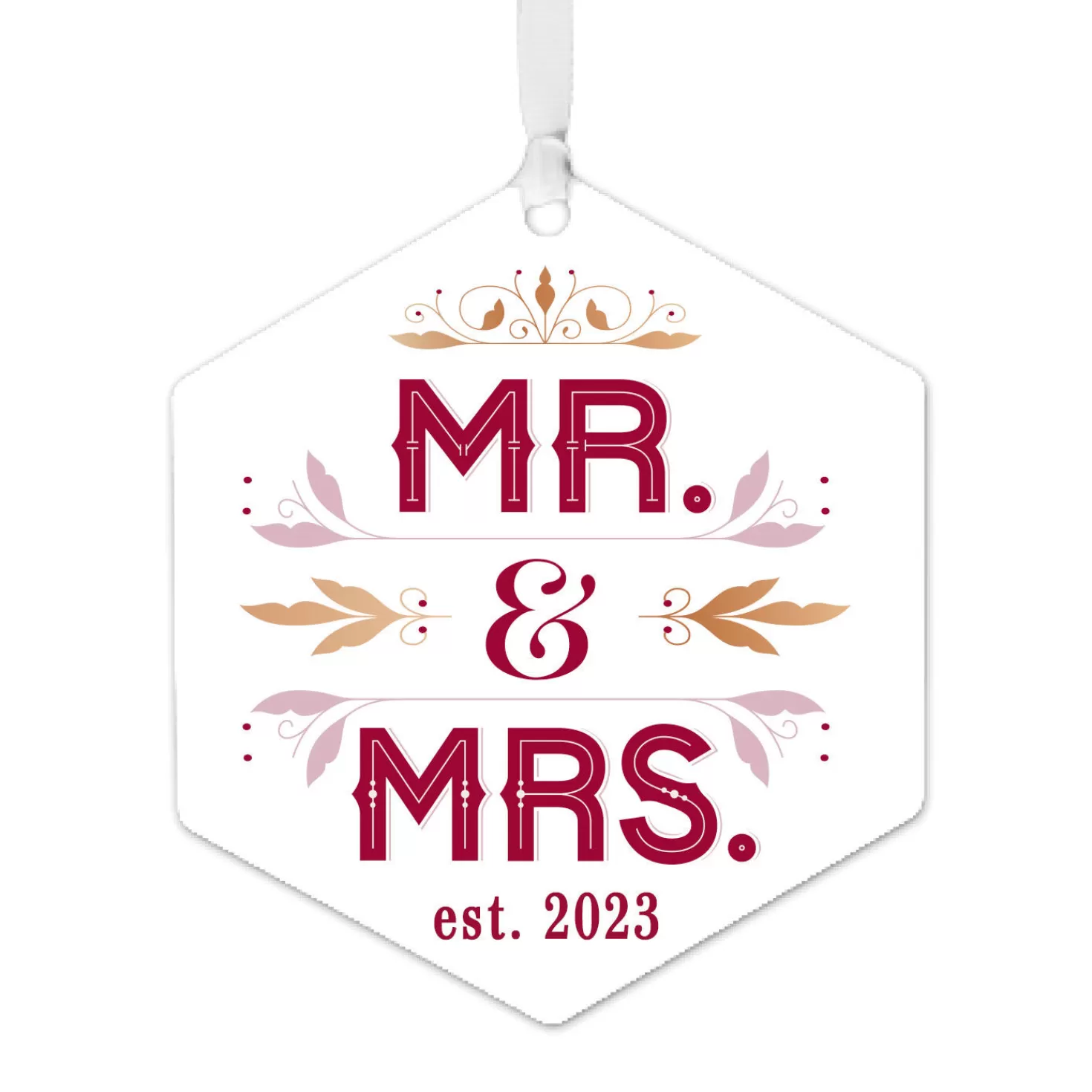 Cheap Mr. & Mrs. Personalized Text Metal Ornament Wedding
