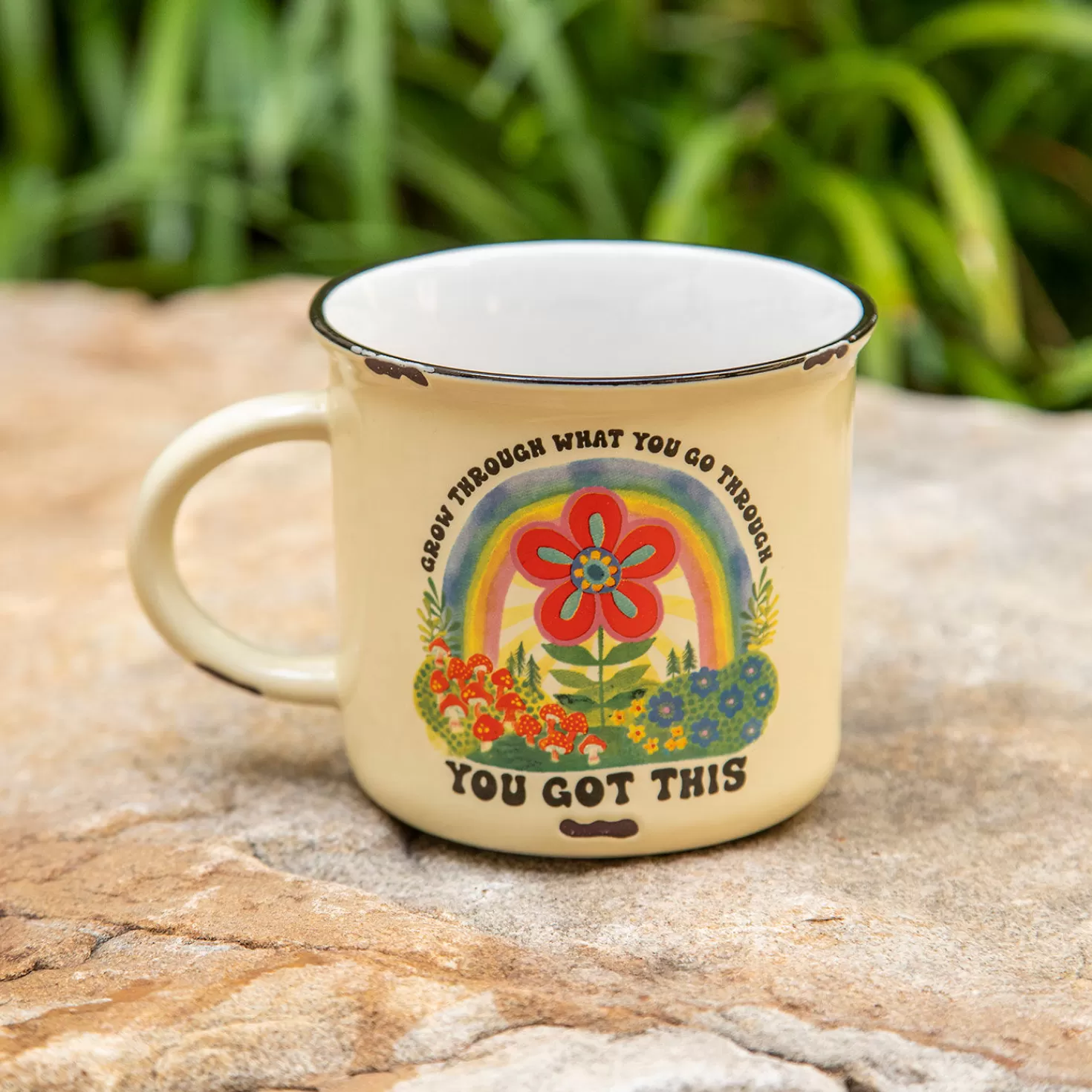 Online Natural Life Grow Through Ceramic Camp Mug, 16 Oz. Encouragement