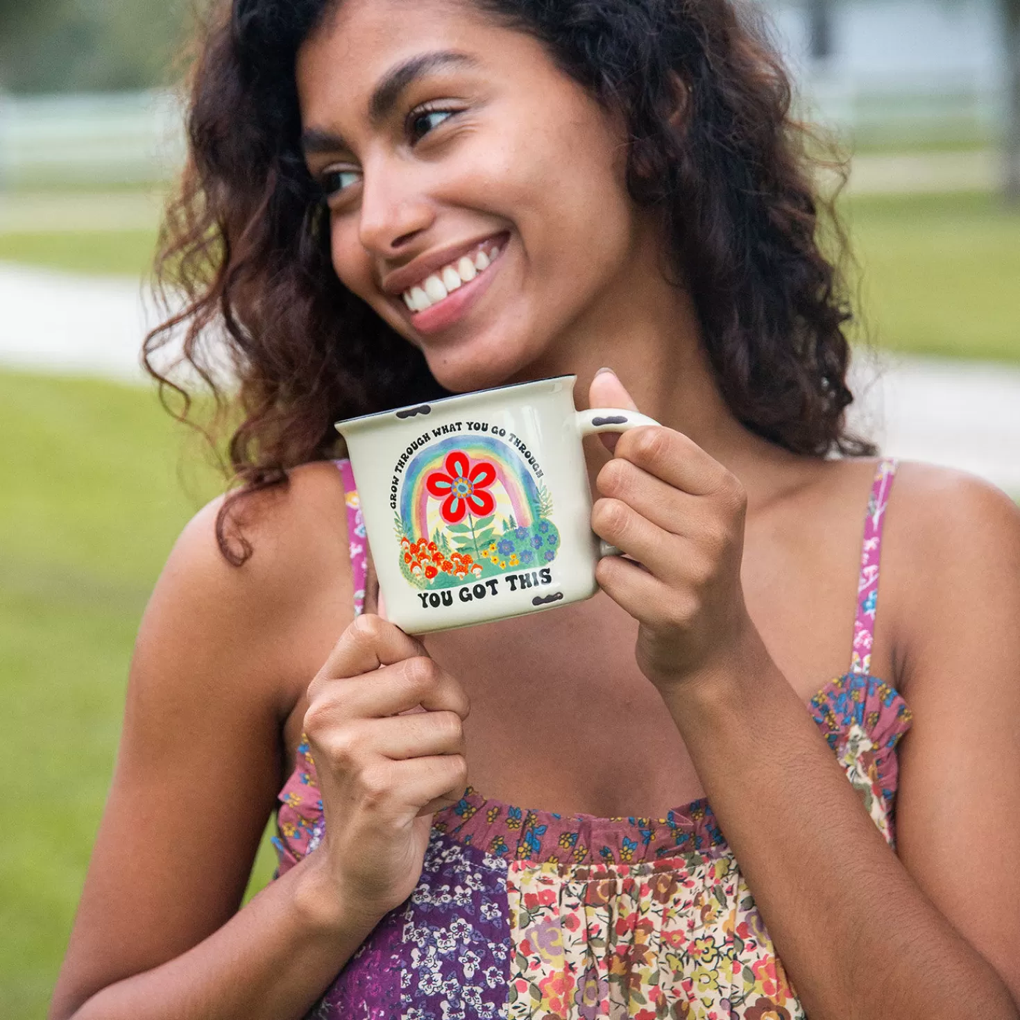 Online Natural Life Grow Through Ceramic Camp Mug, 16 Oz. Encouragement