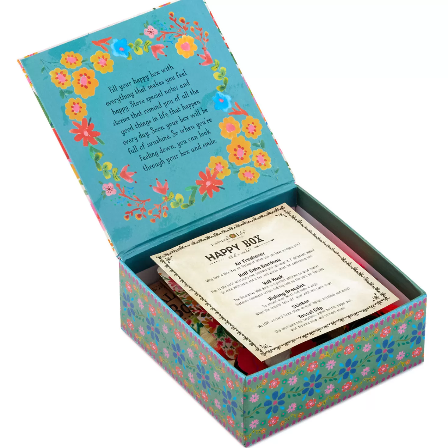 New Natural Life Live Happy Floral Happy Box Gift Set, 6 Pieces Encouragement