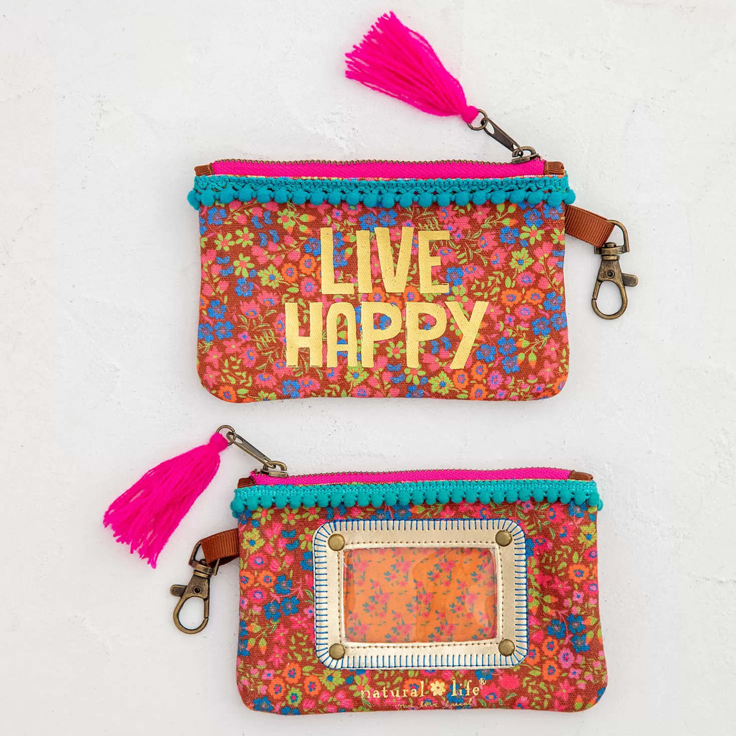 Online Natural Life Live Happy Id Pouch Encouragement