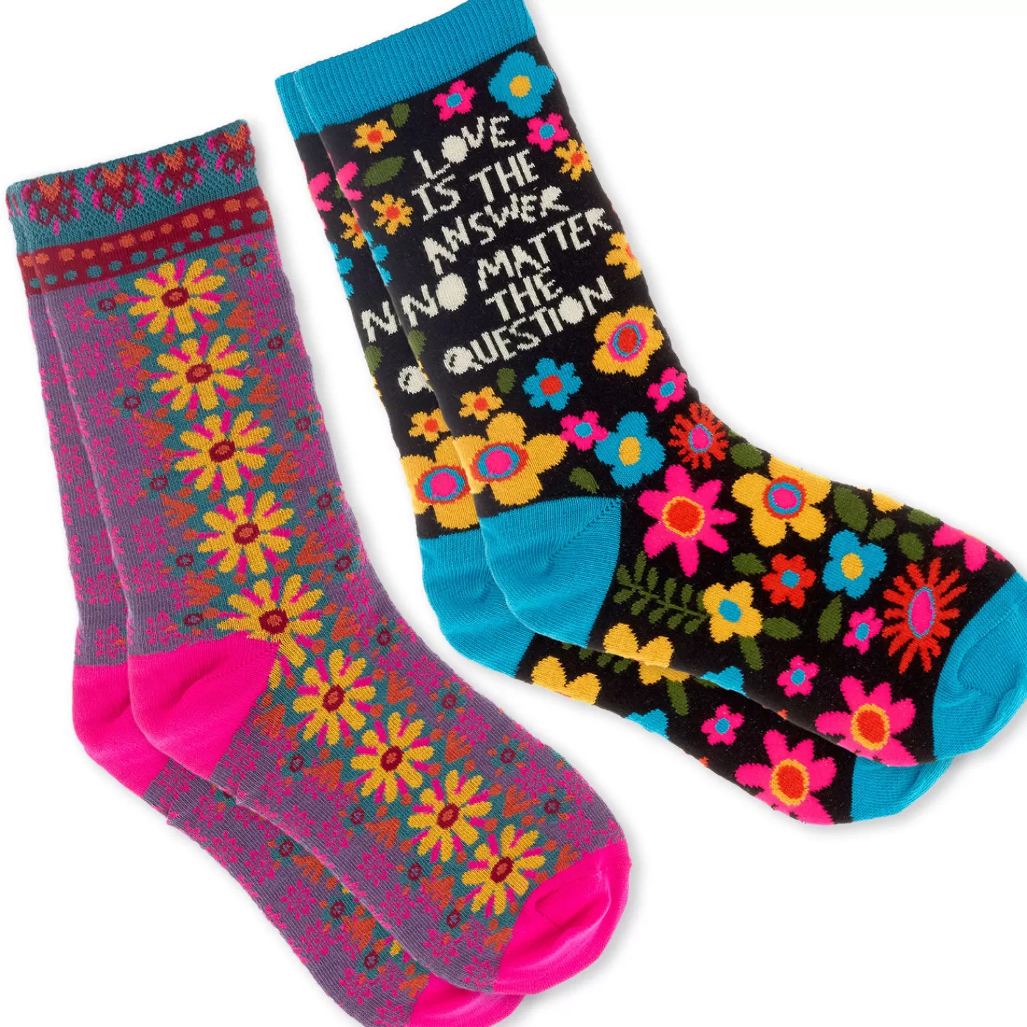 Sale Natural Life Love Is The Answer Boho Crew Socks, Set Of 2 Encouragement