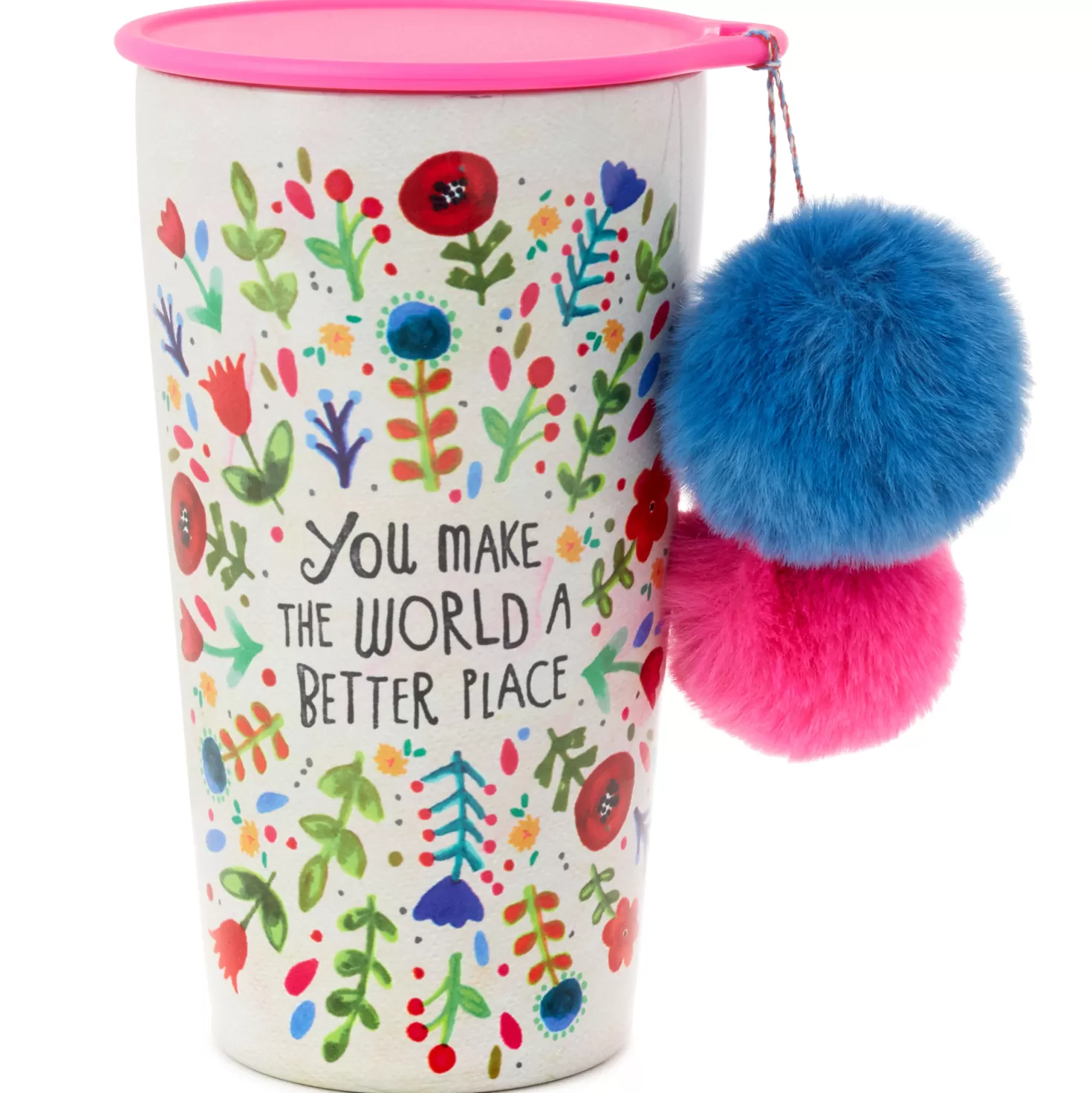 Store Natural Life You Make The World Better Stainless Steel Pom-Pom Tumbler, 15 Oz. Encouragement
