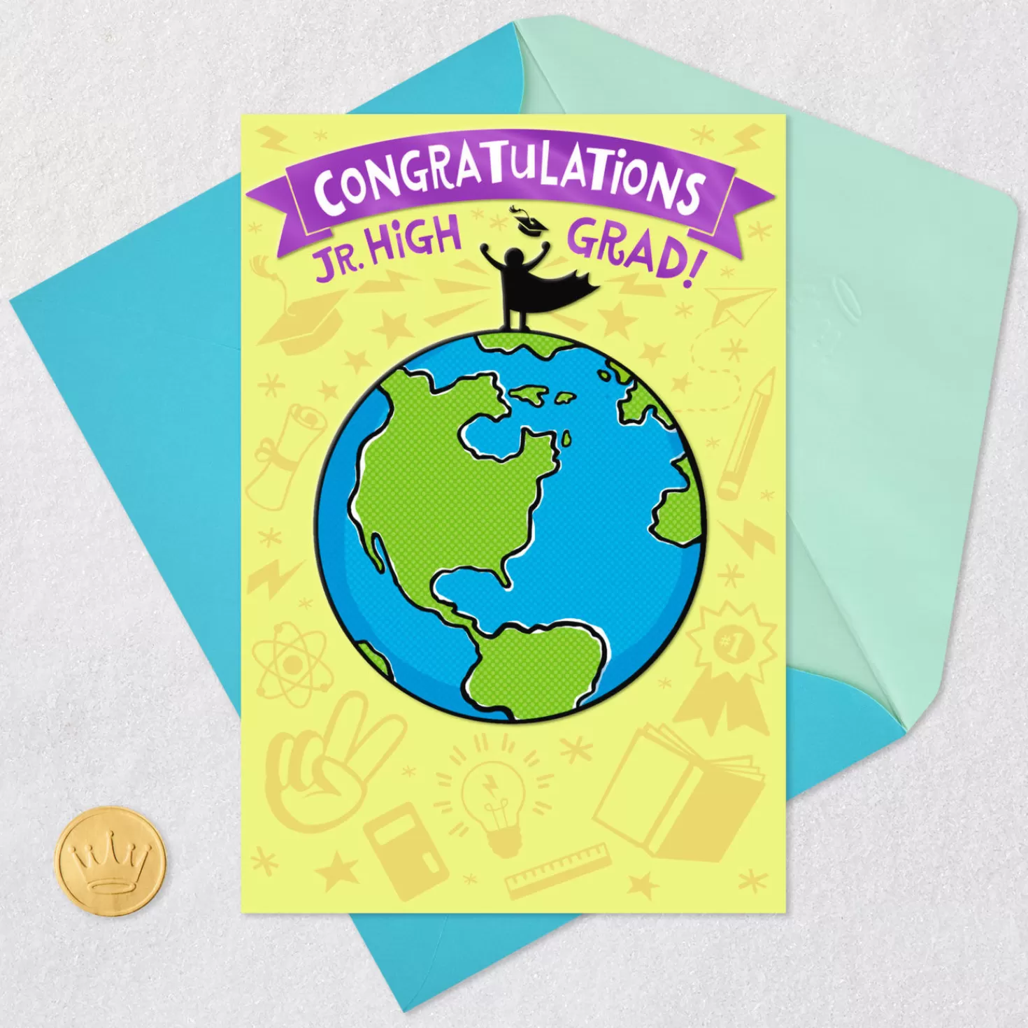 Clearance On Top Of The World! Junior High Graduation Card Graduation