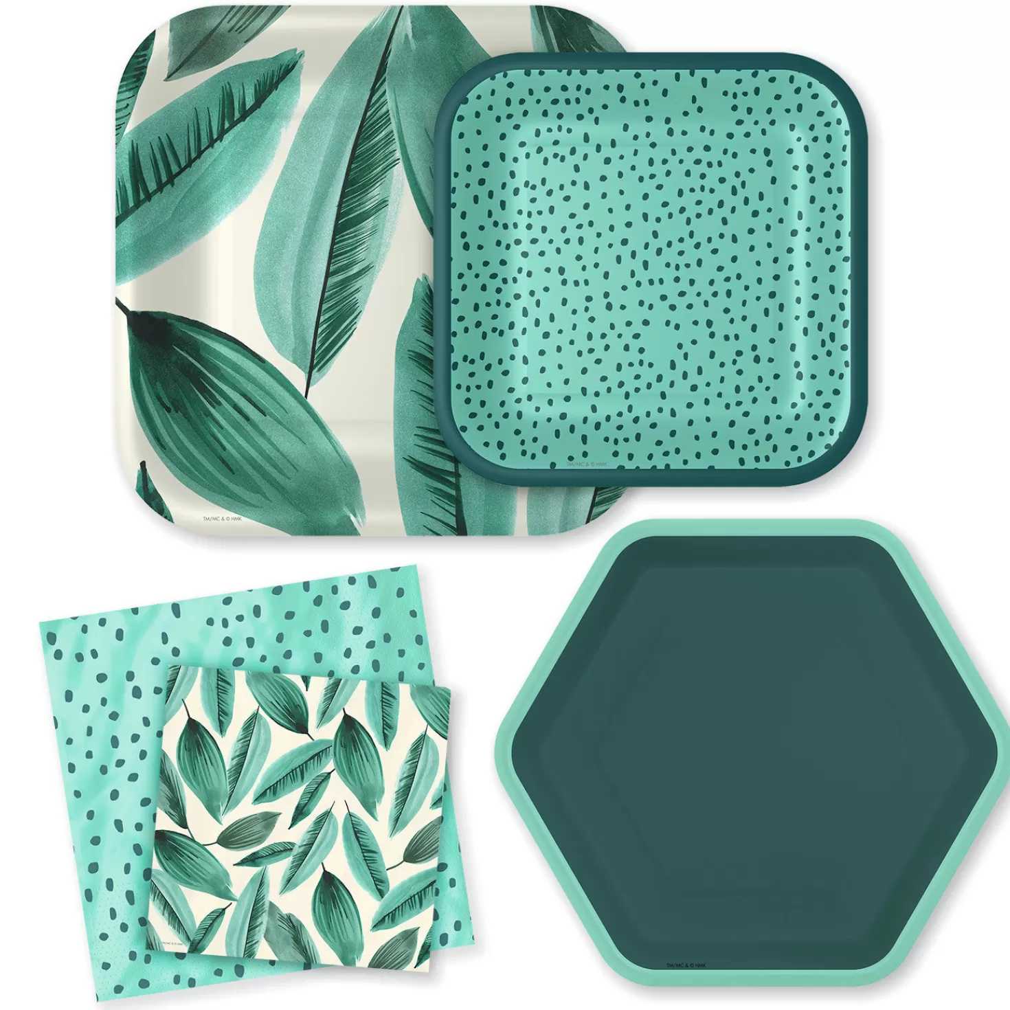Baby>Hallmark Palm Leaves And Polka Dots Party Essentials Set