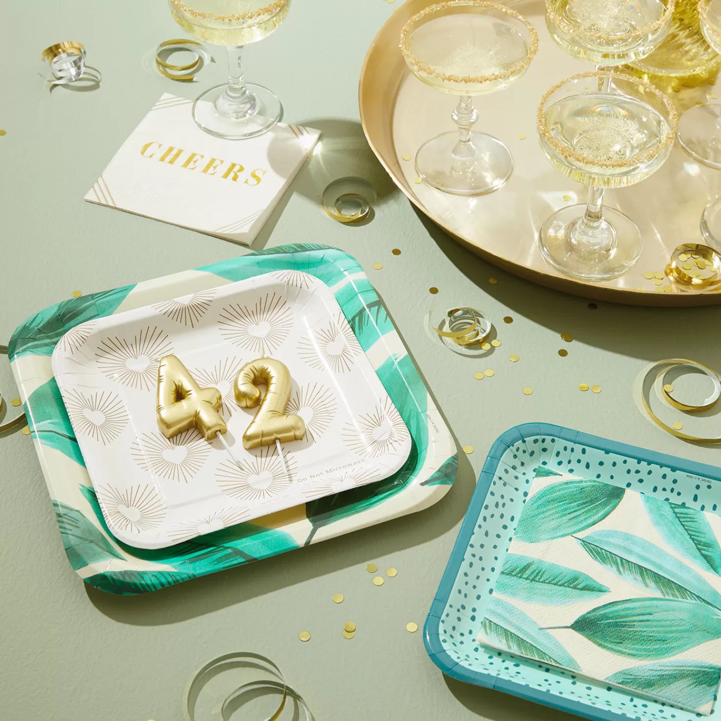 Baby>Hallmark Palm Leaves Print Cocktail Napkins, Set Of 16