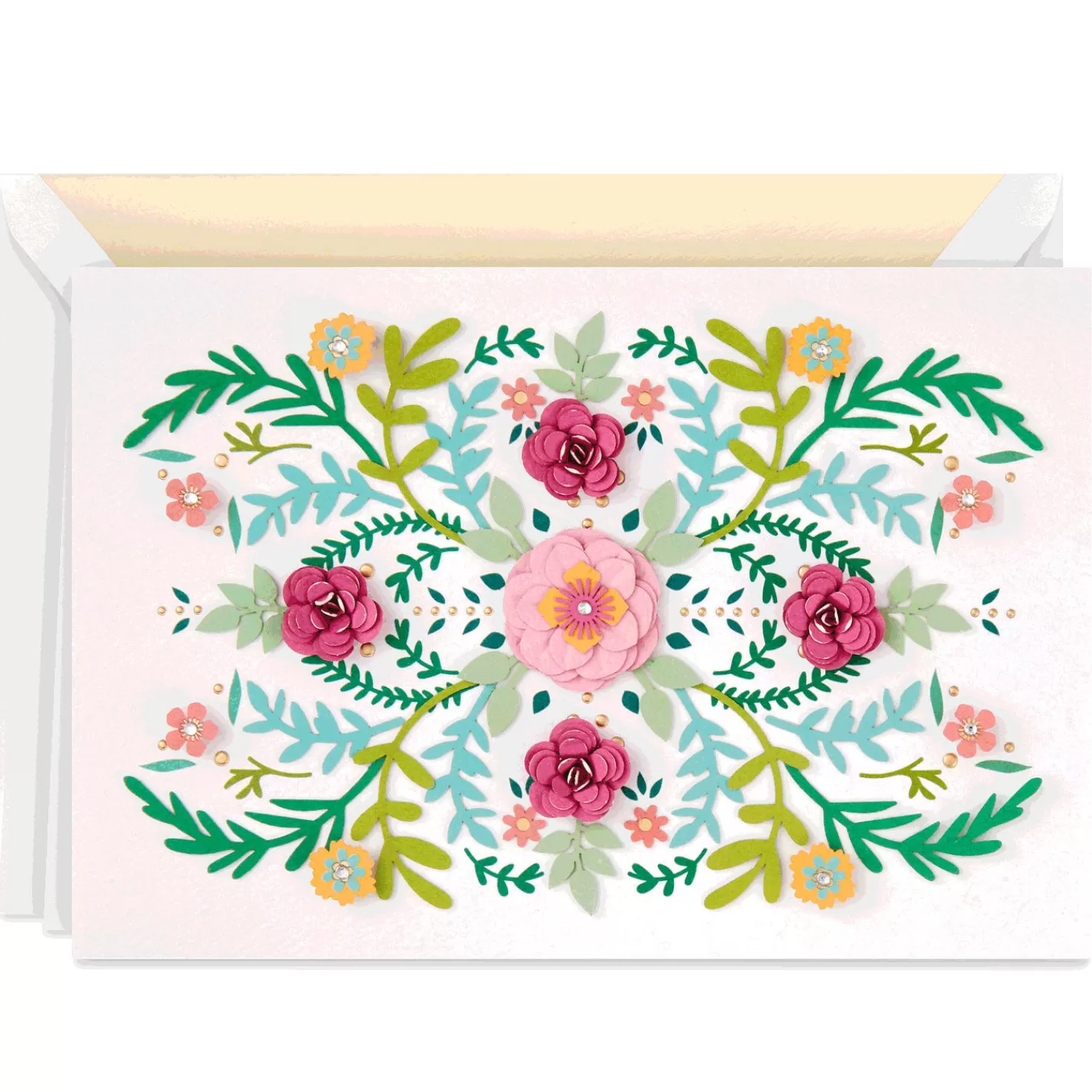 Outlet Paper Craft Flowers In Symmetry Blank Card Encouragement
