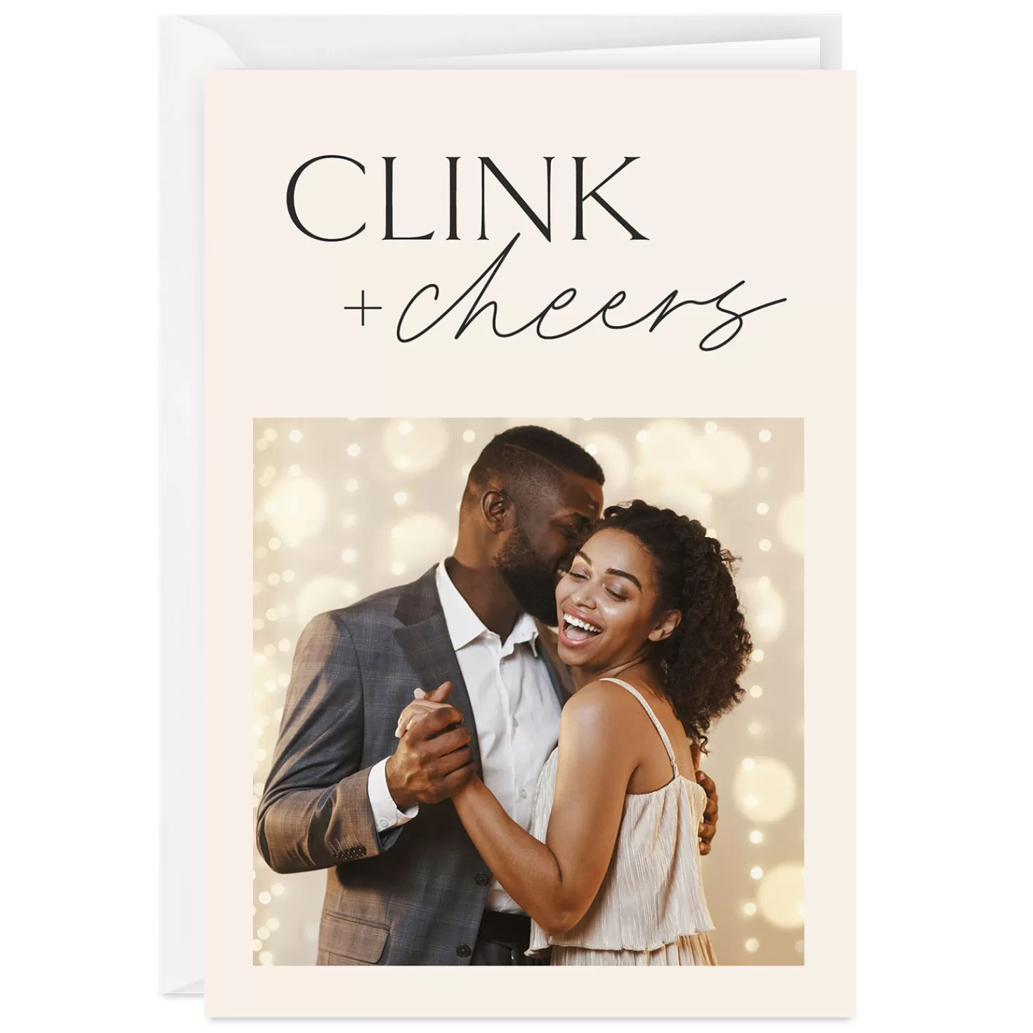 Shop Personalized Clink And Cheers Congratulations Photo Card Wedding