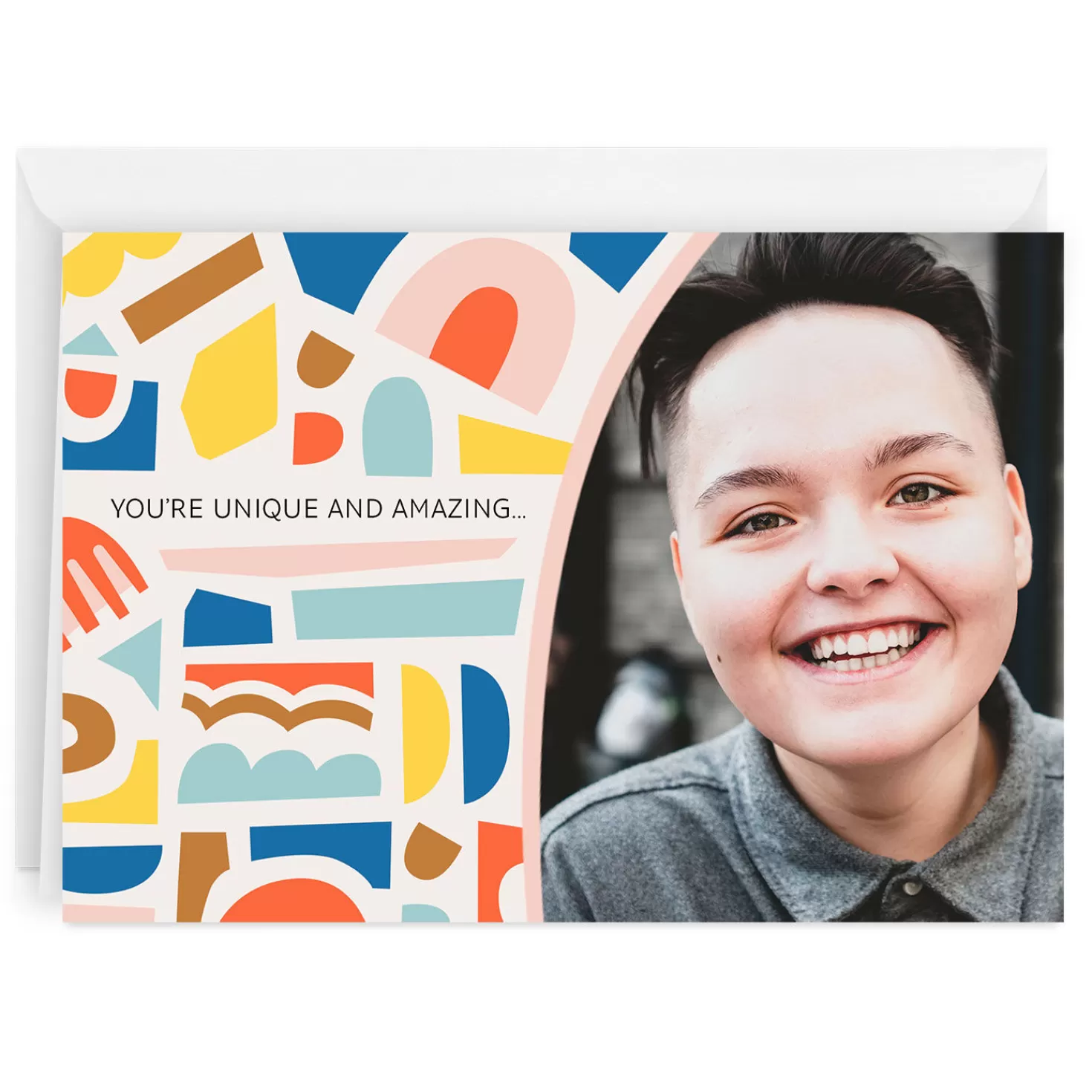 Shop Personalized Colorful Shapes Photo Card Graduation