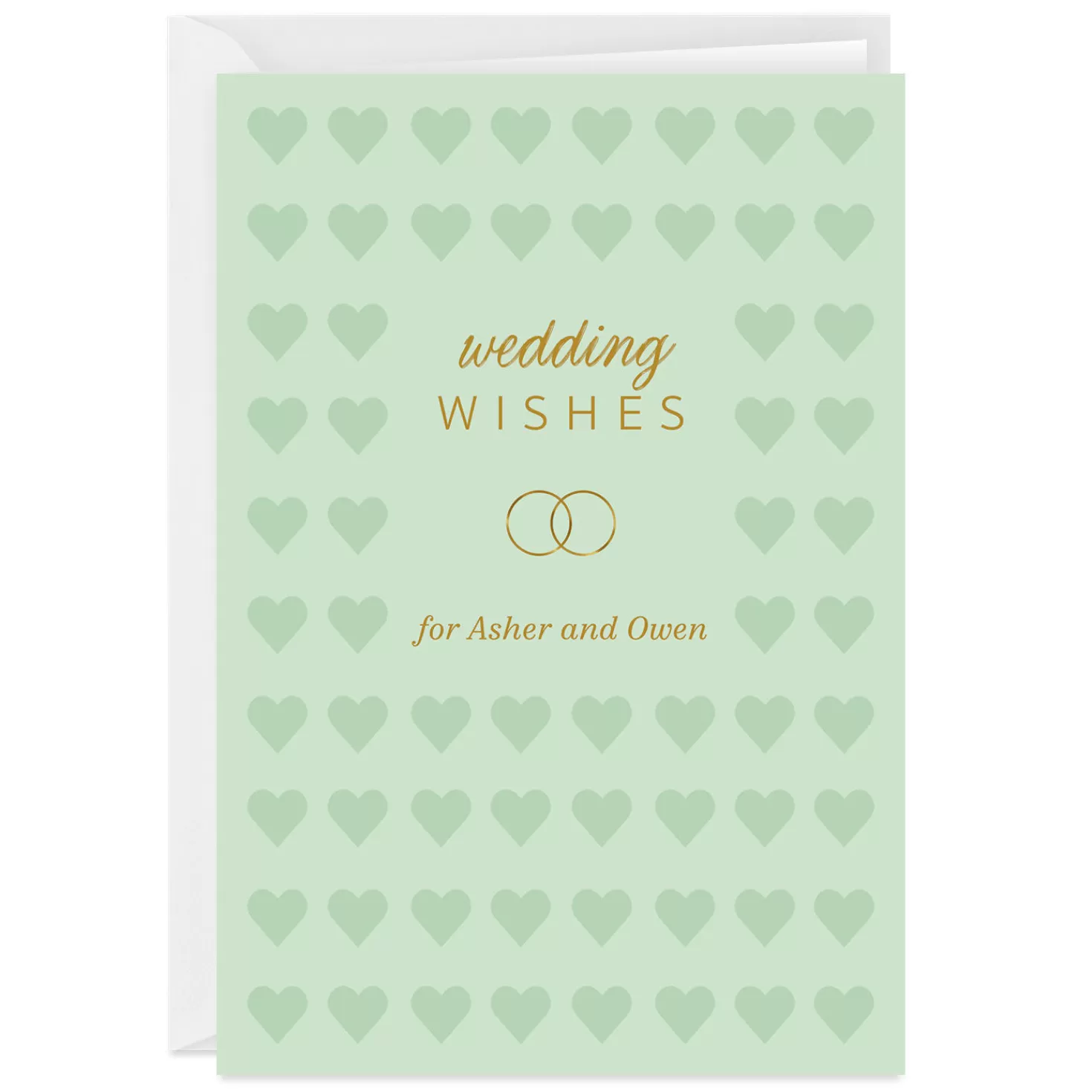 New Personalized Hearts And Gold Rings Wedding Card Wedding