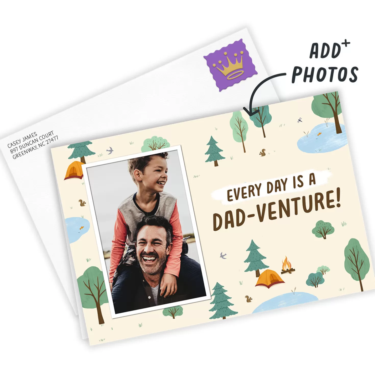Sale Personalized Illustrated Camping Scene Photo Card Encouragement