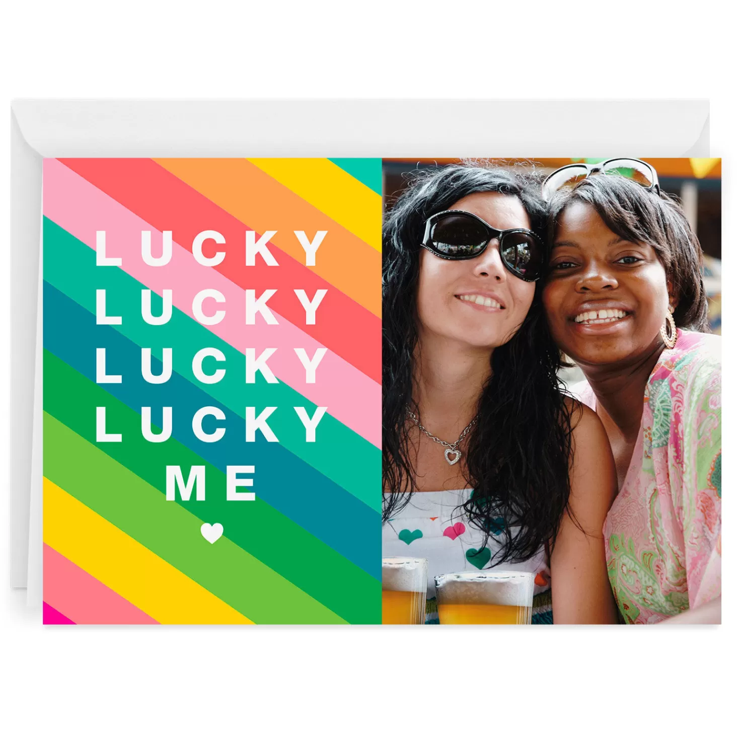 Online Personalized Lucky Me Rainbow Stripes Photo Card Thank You