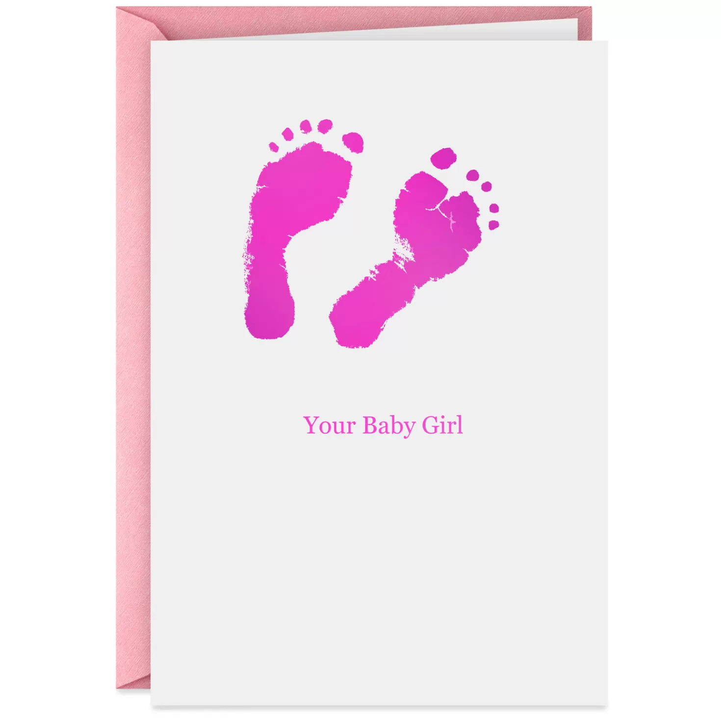 Baby>Hallmark Pink Footprints New Baby Girl Card