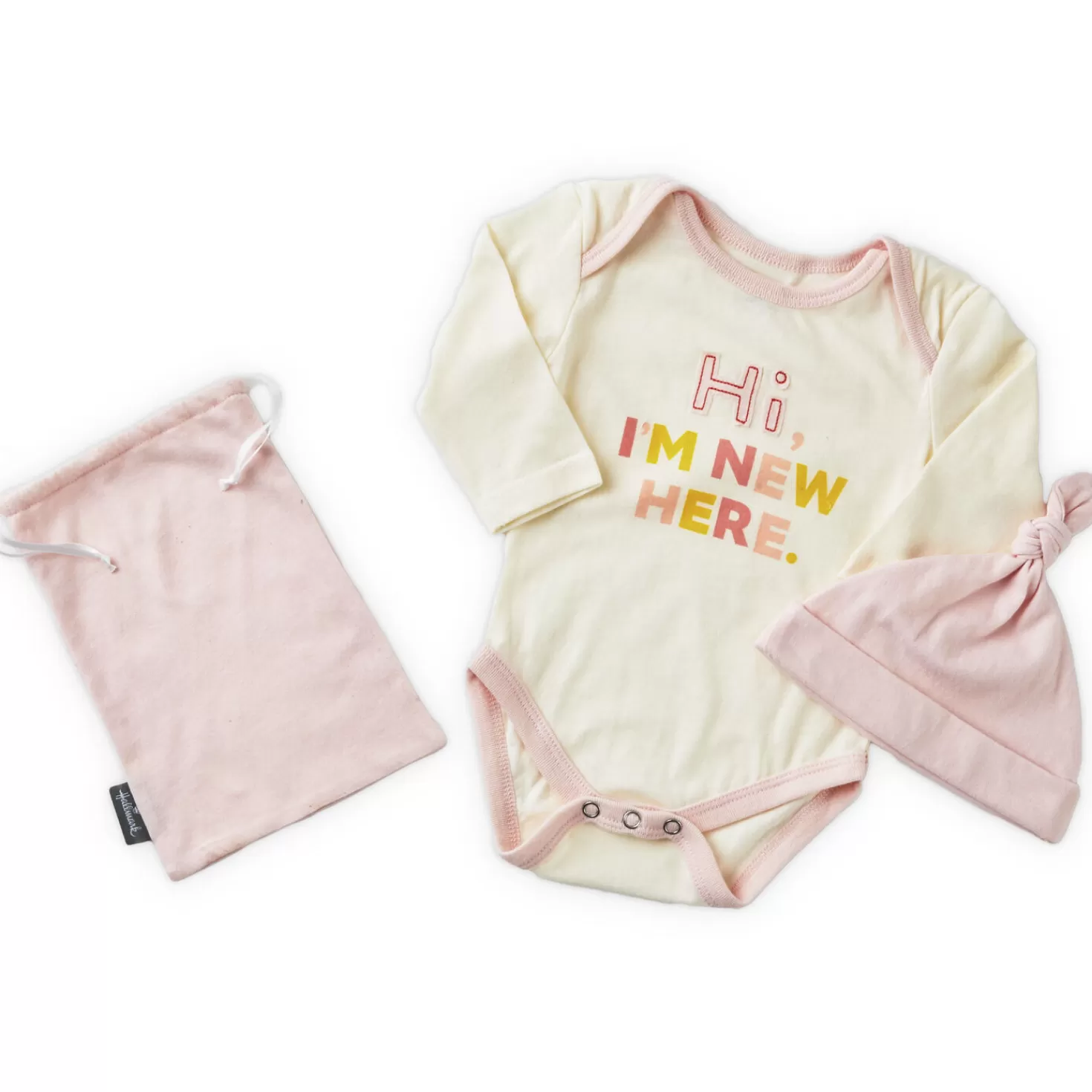 Baby>Hallmark Pink I'M New Here Baby Bodysuit And Hat, 0-3 Months