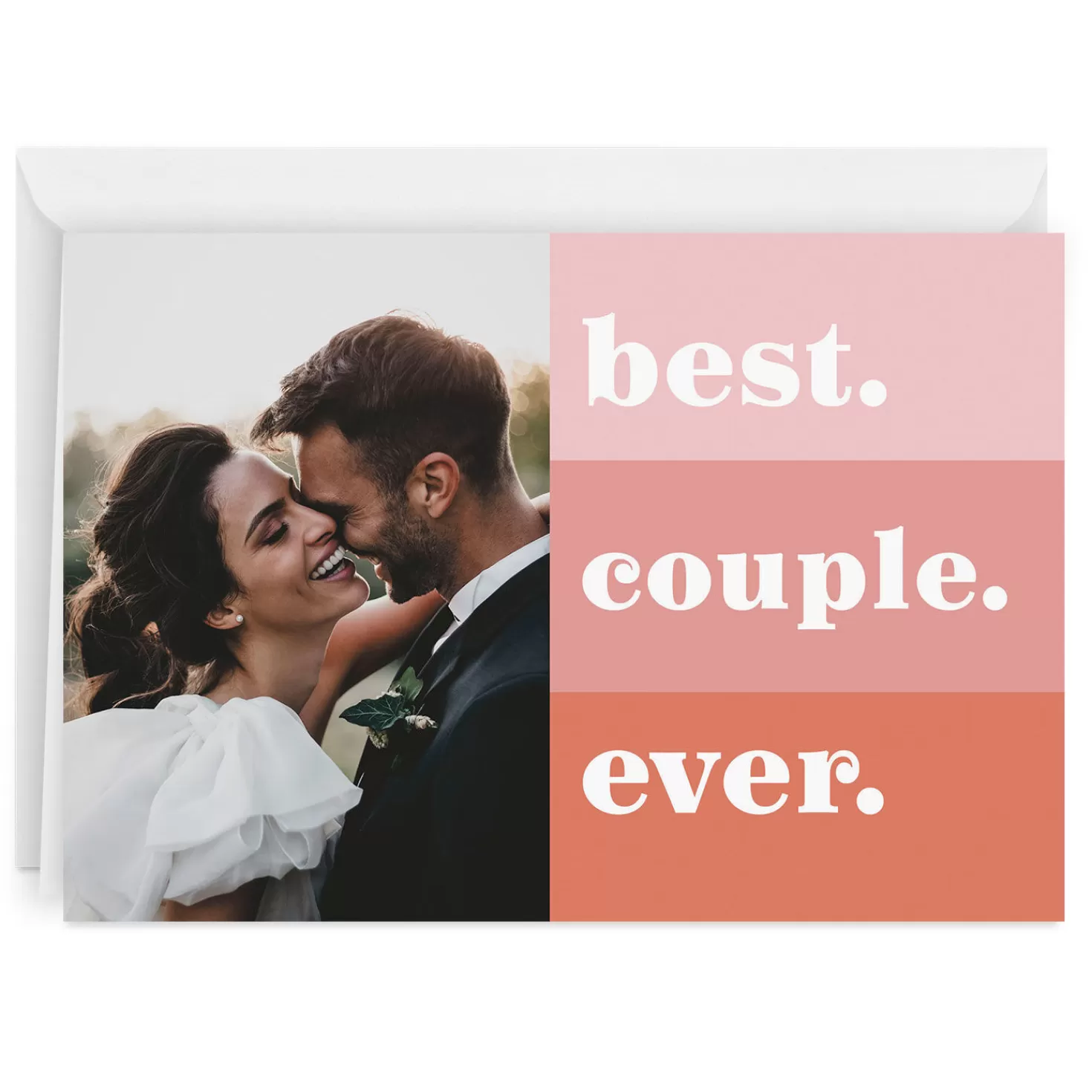 Online Pink-Hued Stripes Folded Photo Card Wedding