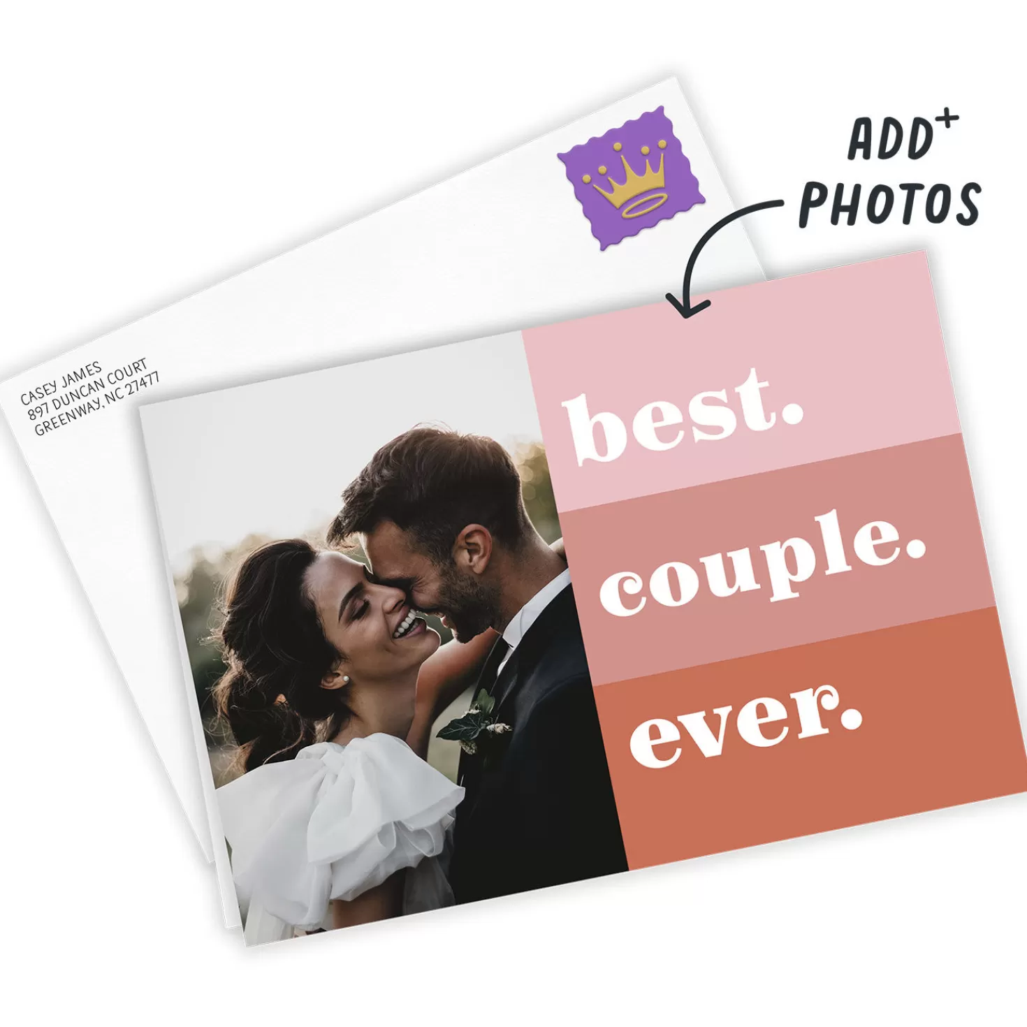 Online Pink-Hued Stripes Folded Photo Card Wedding