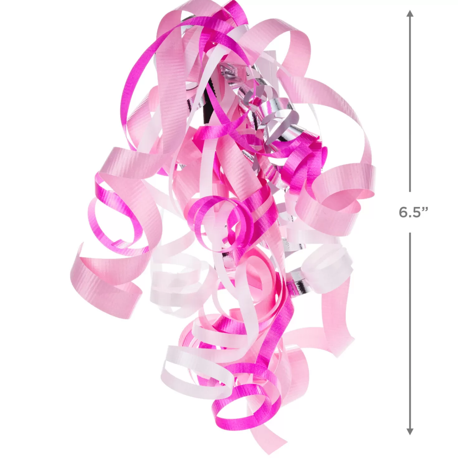 Baby>Hallmark Pink/White/Silver Curly Ribbon Gift Bow, 6.5"