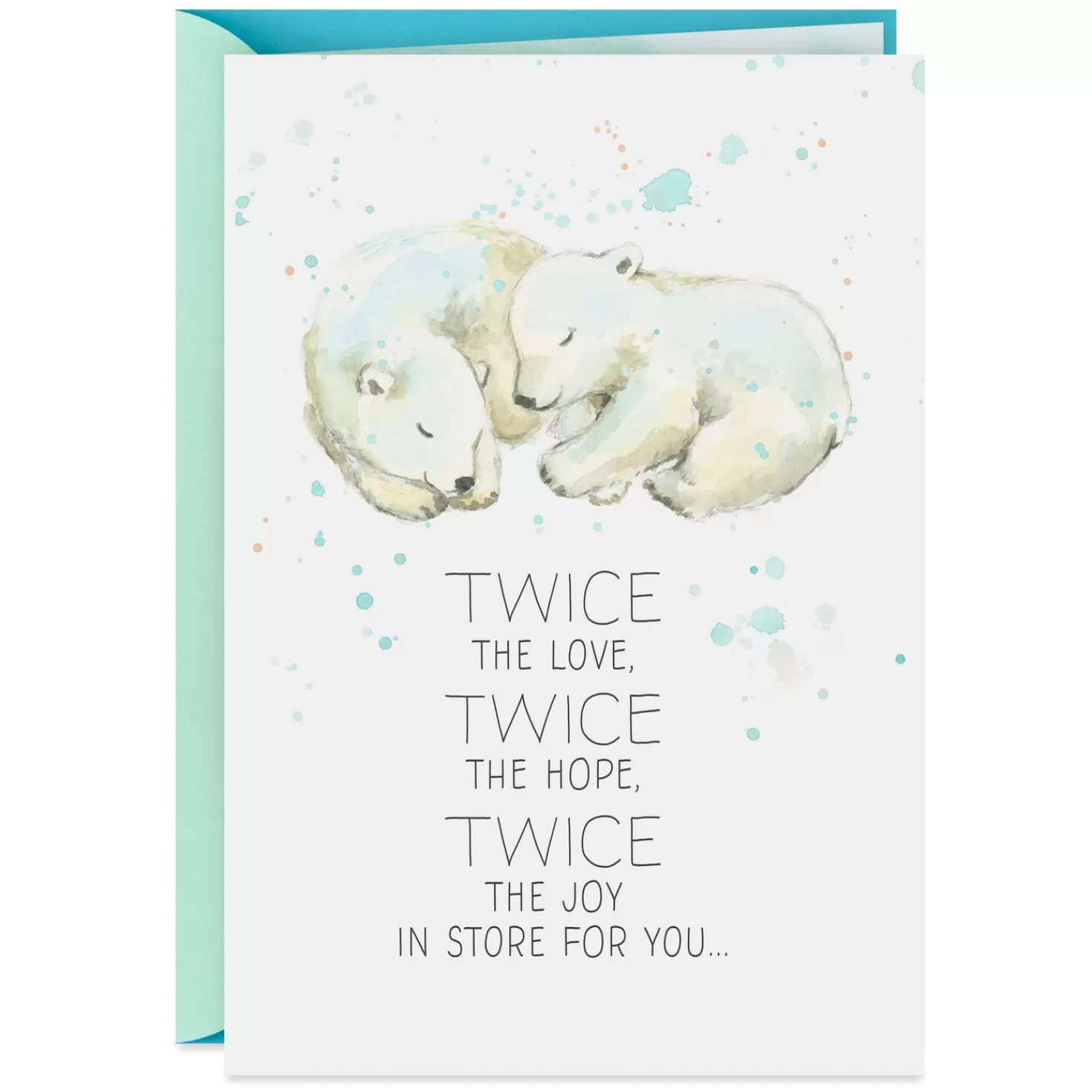 Baby>Hallmark Polar Bear Cubs New Baby Boy Twins Card