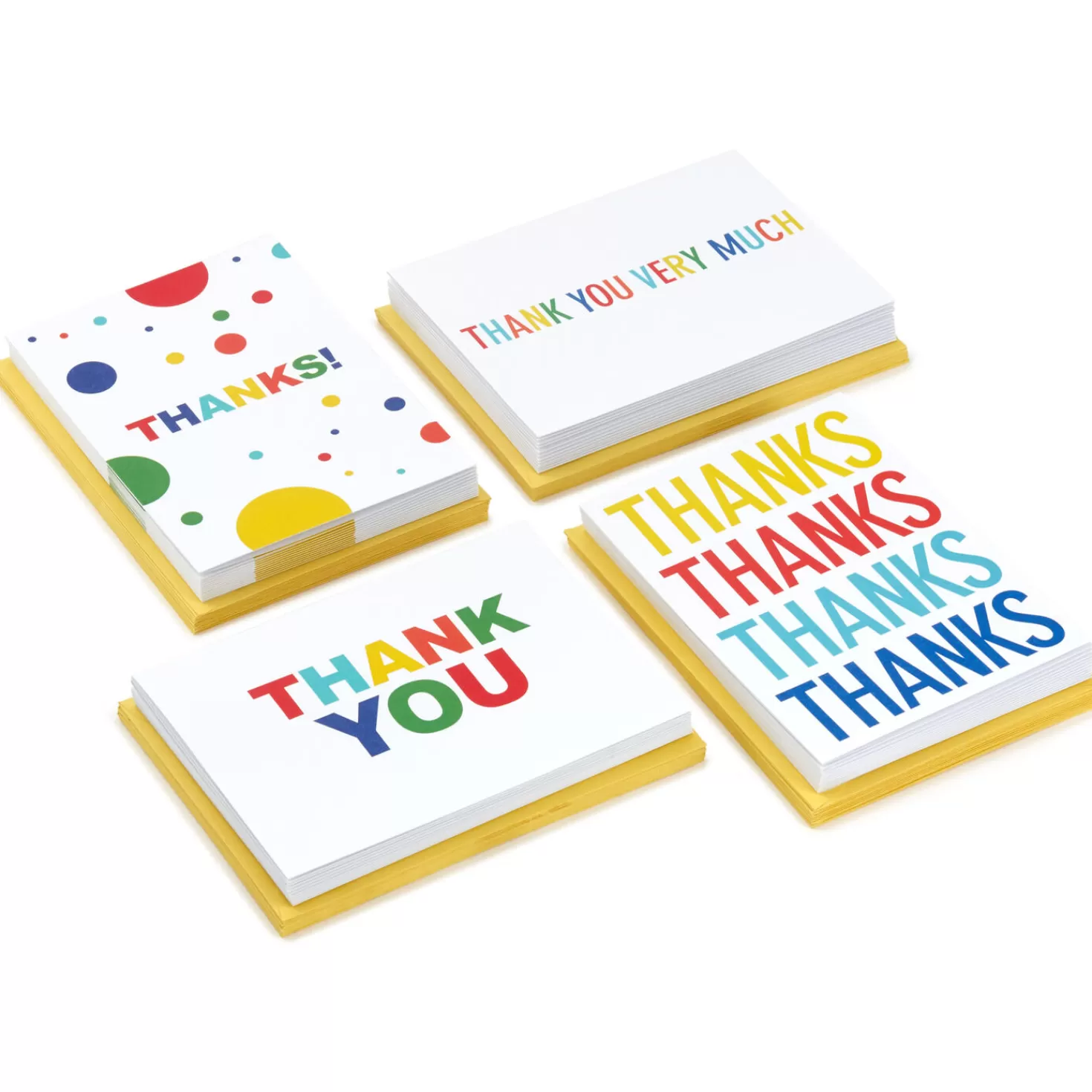 Fashion Primary Colors Assorted Blank Thank-You Notes, Pack Of 48 Thank You
