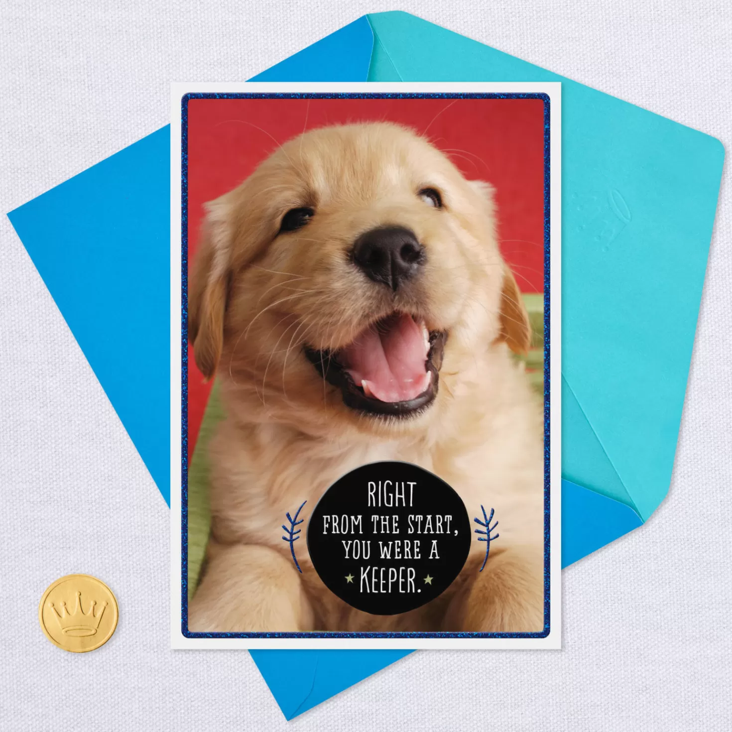 Birthday>Hallmark Puppy Love You'Re A Keeper Birthday Card For Son
