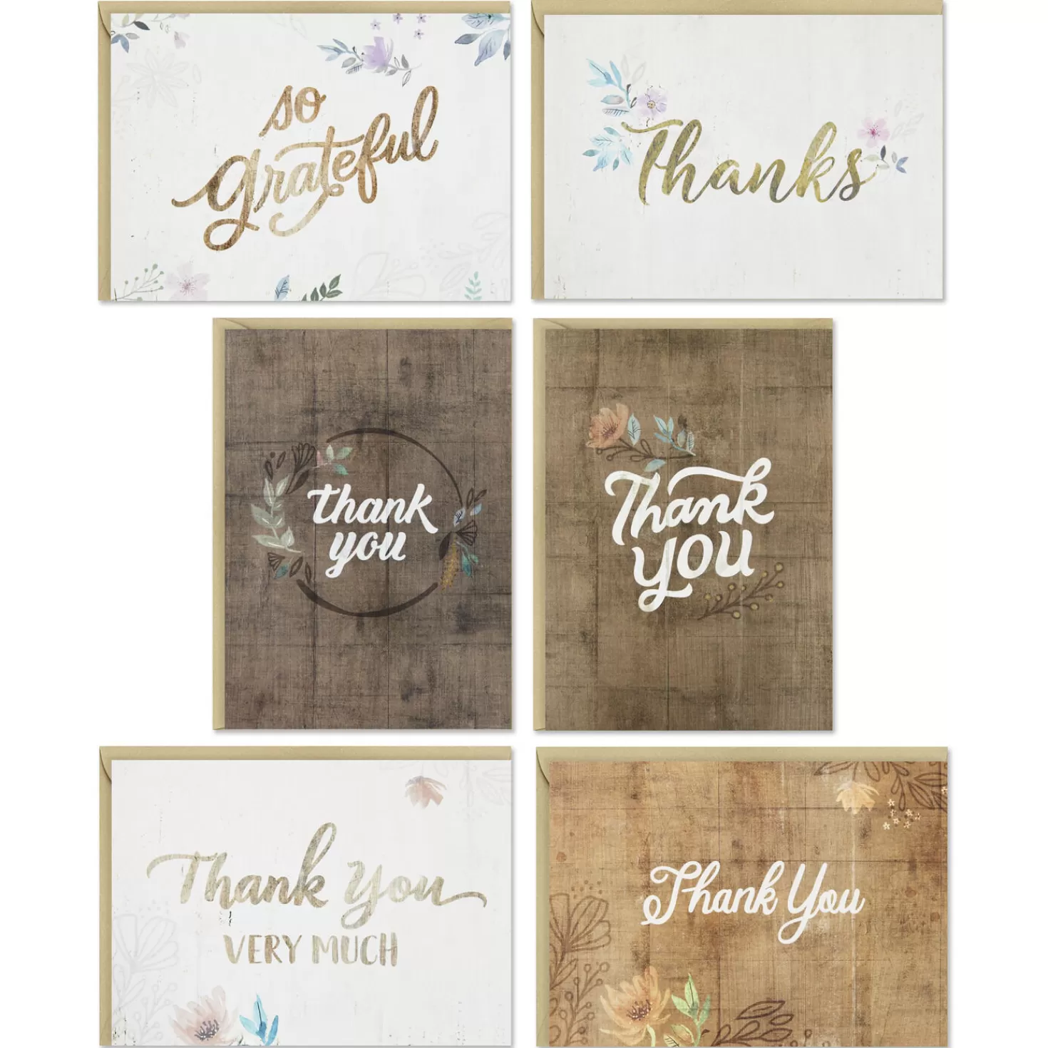 Clearance Rustic Chic Assorted Blank Thank-You Notes, Pack Of 48 Wedding