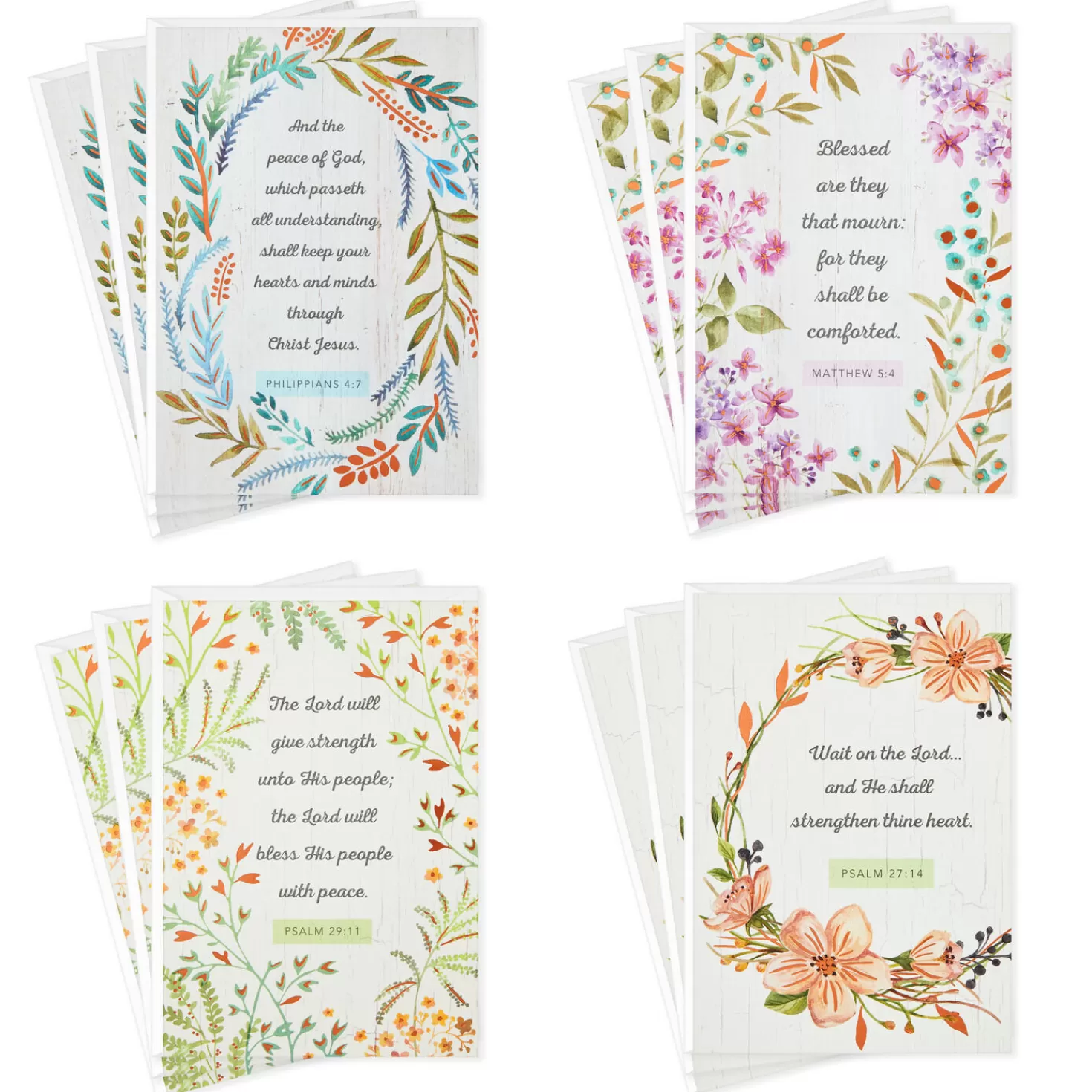 Online Rustic Floral Assorted Religious Sympathy Cards, Pack Of 12 Sympathy