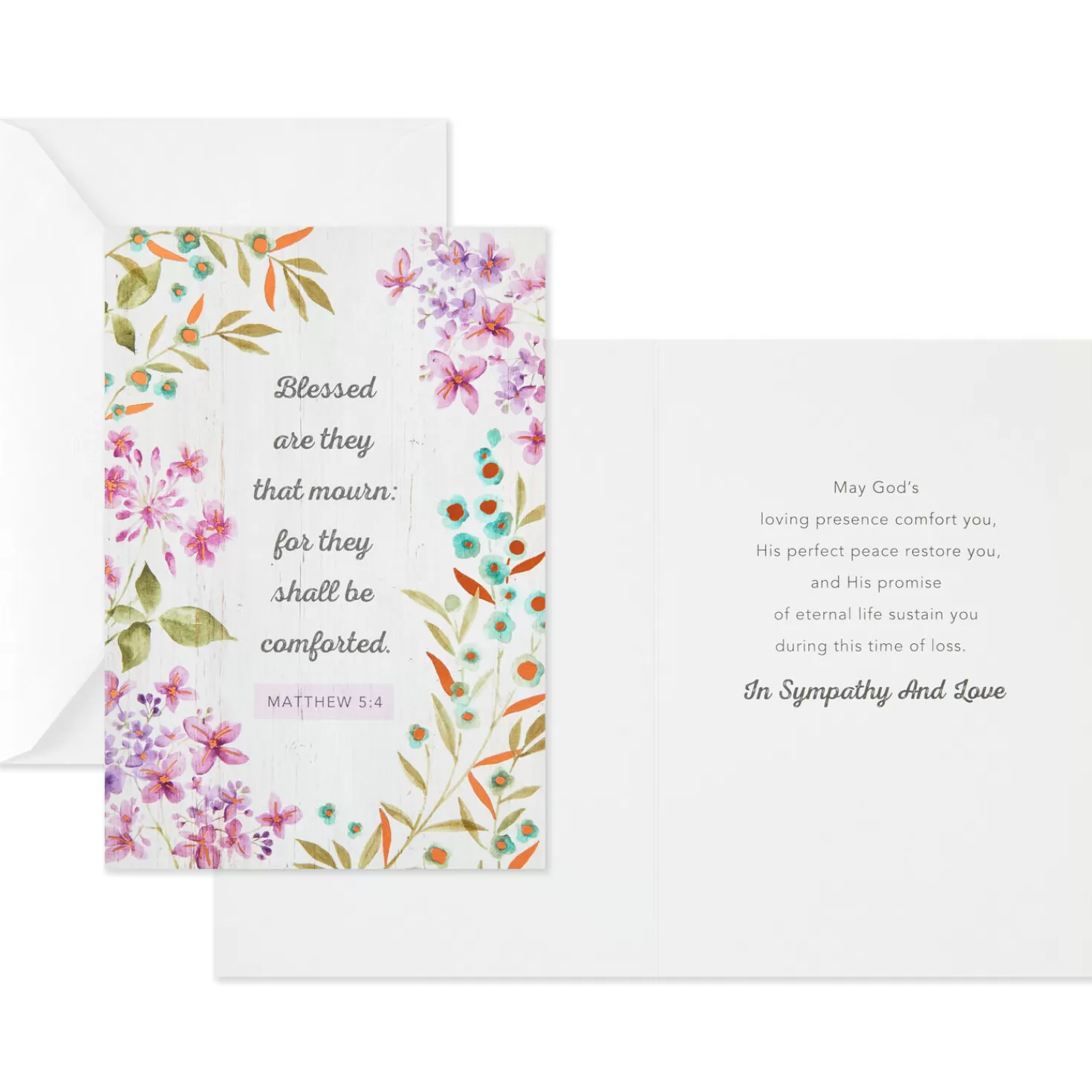 Online Rustic Floral Assorted Religious Sympathy Cards, Pack Of 12 Sympathy