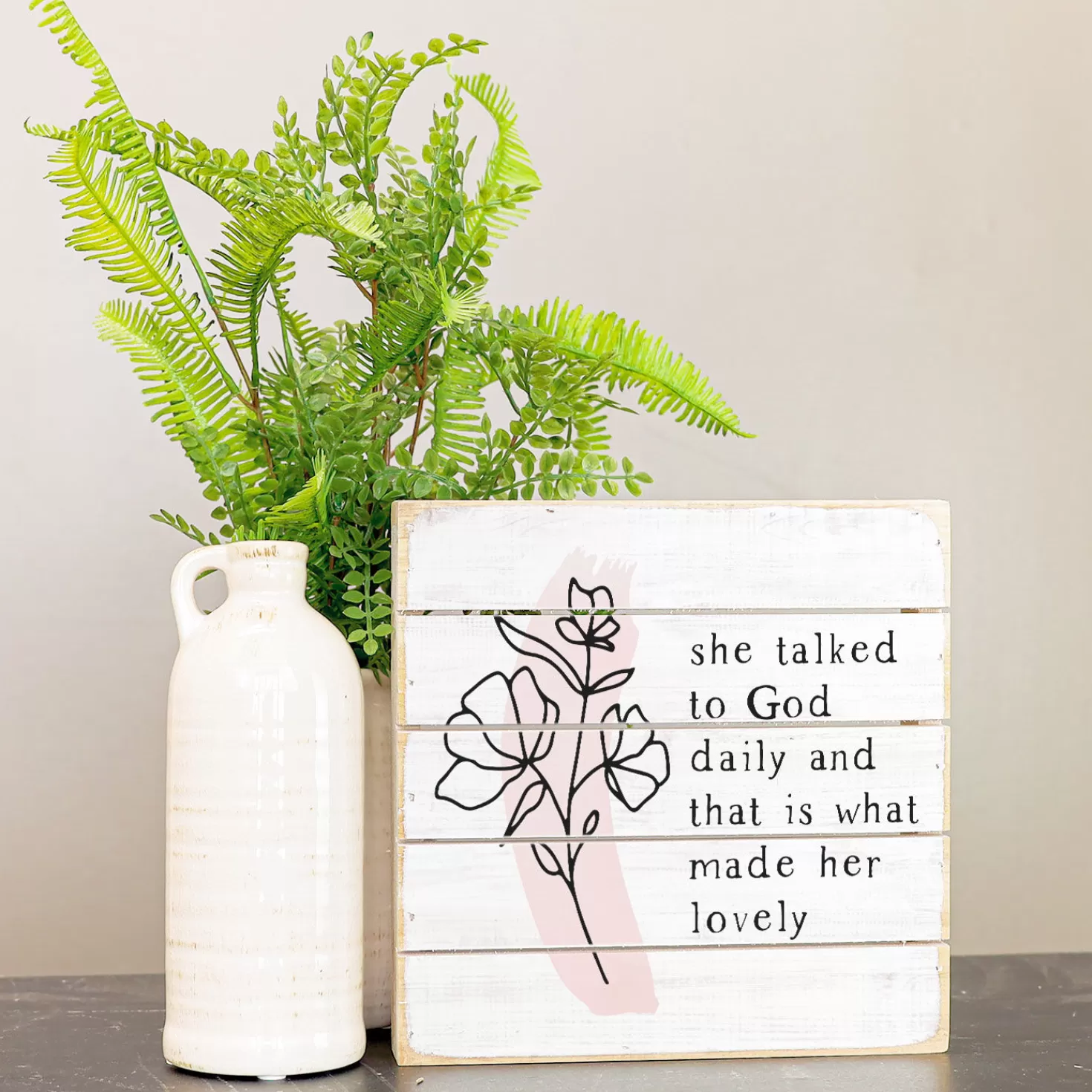 Sale She Talked To God Petite Pallet Wood Sign, 8X8 Encouragement