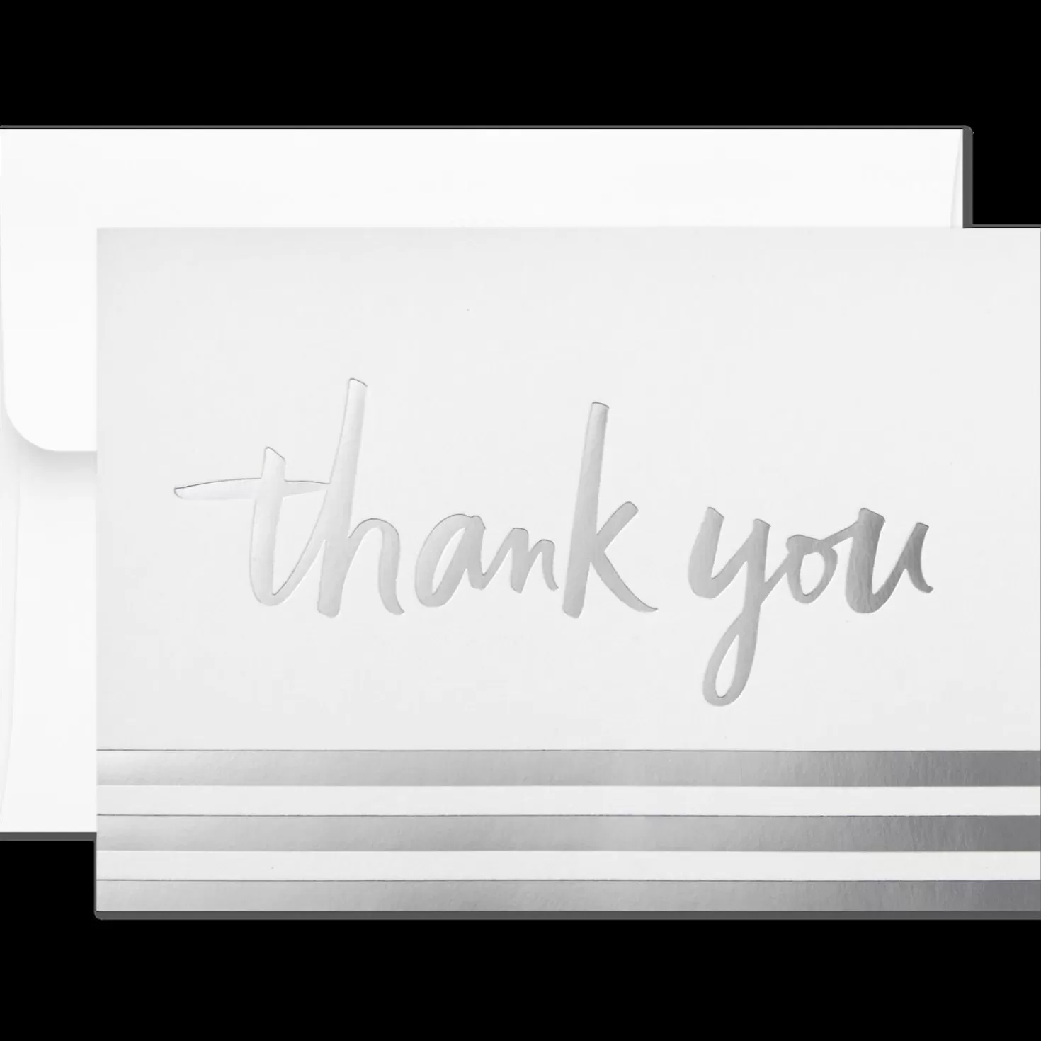 Cheap Silver Foil Stripe Blank Thank You Notes, Box Of 20 Thank You