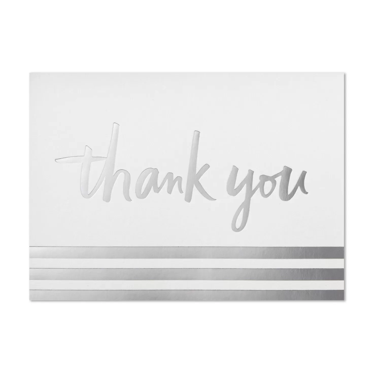 Cheap Silver Foil Stripe Blank Thank You Notes, Box Of 20 Thank You