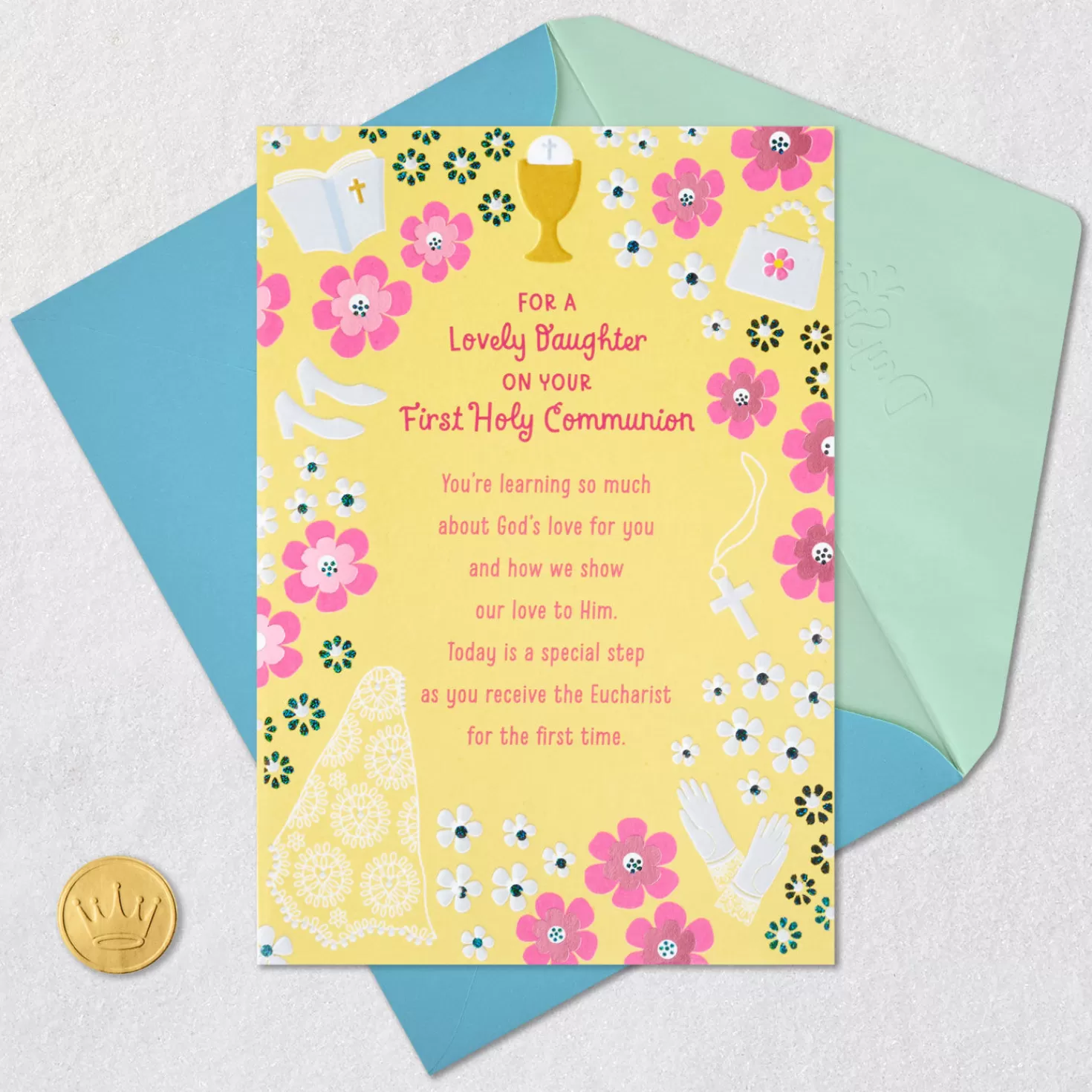 Best So Happy And Proud Religious First Communion Card For Daughter First Communion