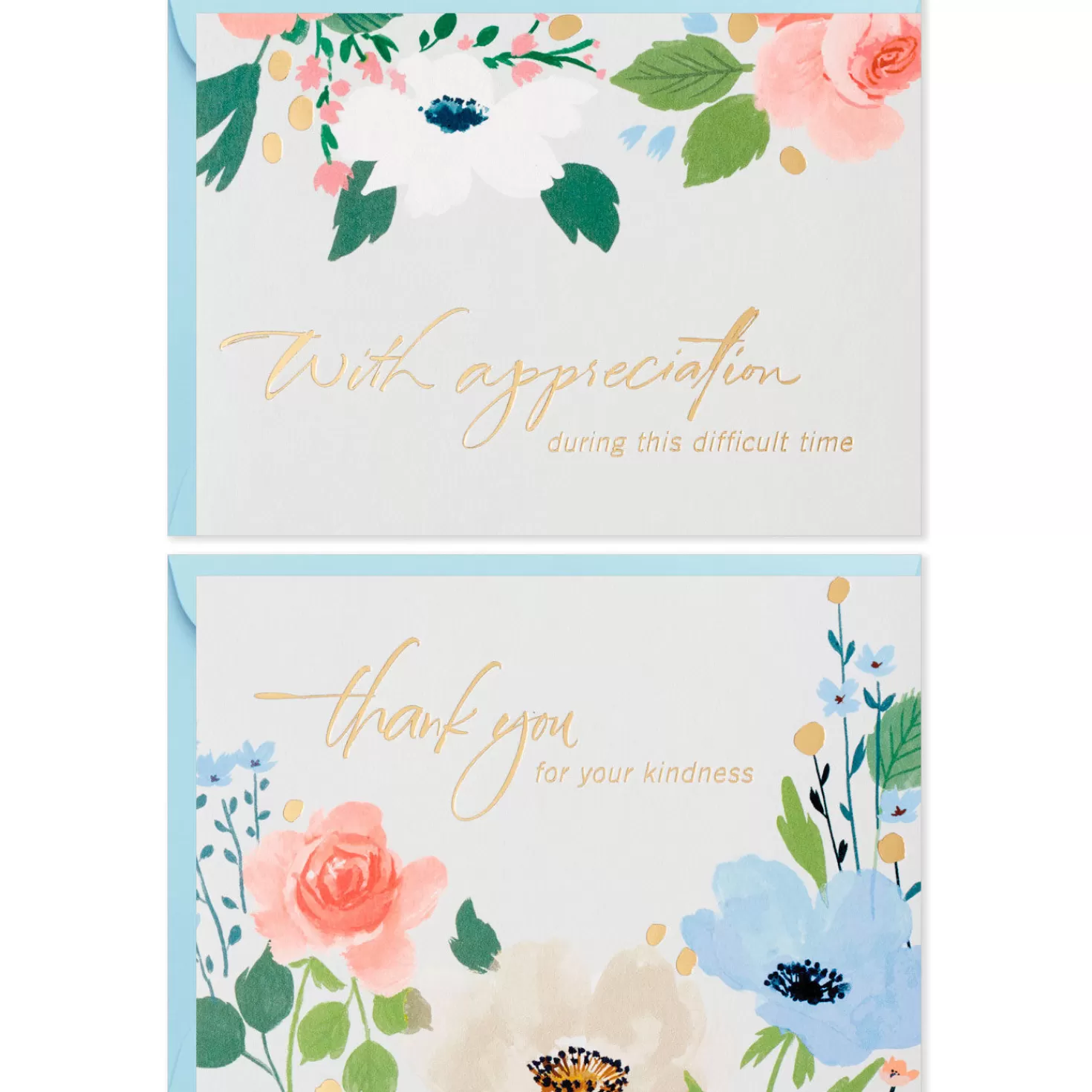 Clearance Soft Floral Boxed Blank Sympathy Thank-You Notes, Pack Of 50 Thank You