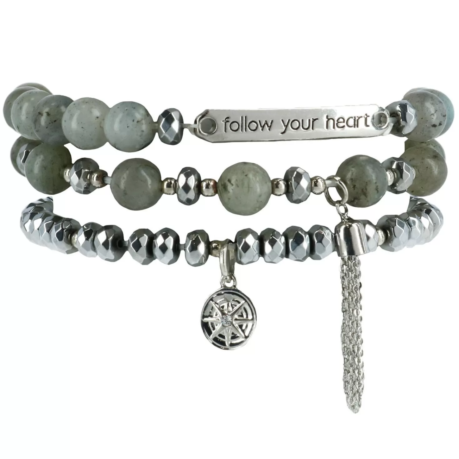 Store Soul Stacks Follow Your Heart Beaded Stretch Bracelets, Set Of 3 Encouragement