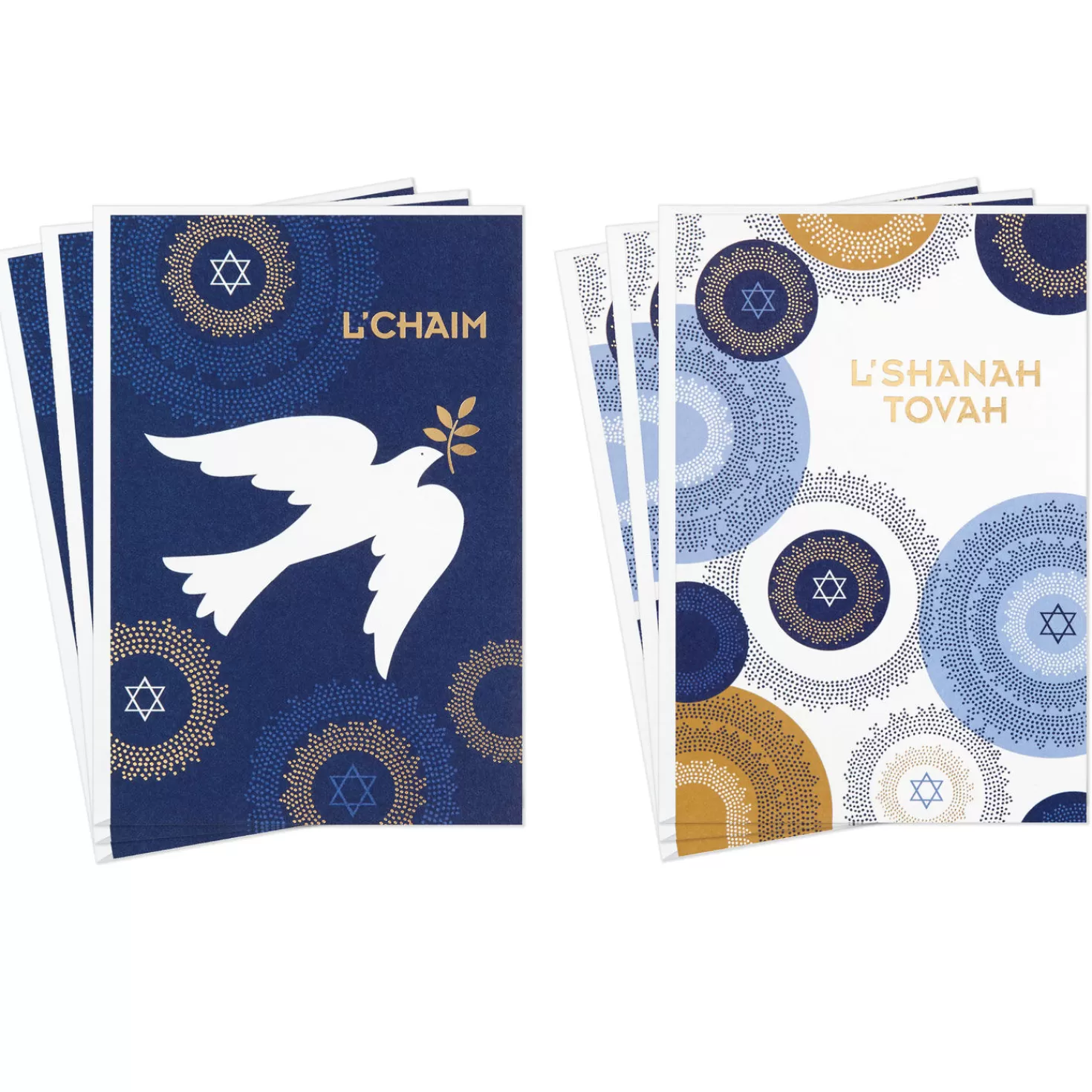 Rosh Hashanah (9/16)>Hallmark Star Of David And Dove Rosh Hashanah Cards, Pack Of 6
