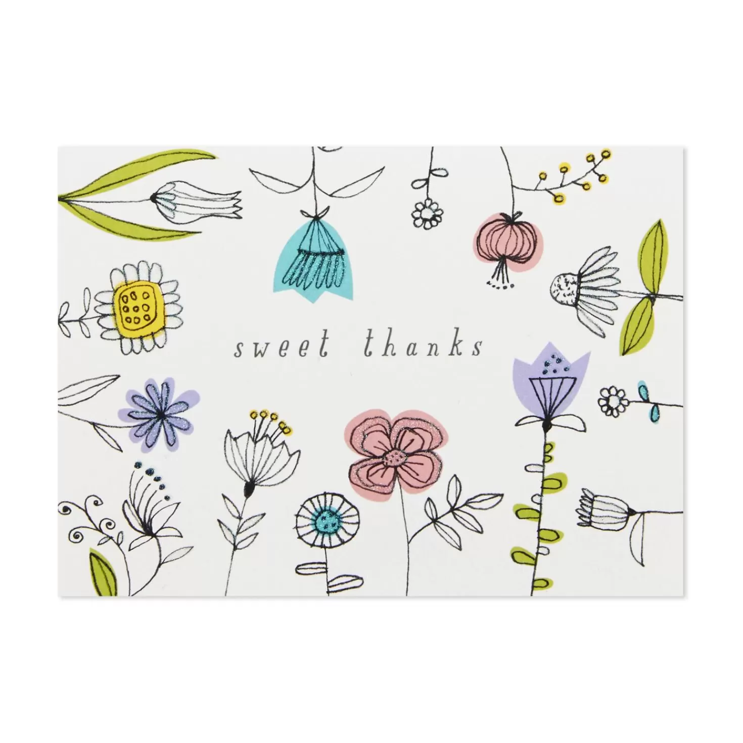 Hot Sweet Thanks Illustrated Flowers Blank Thank You Notes, Box Of 10 Thank You