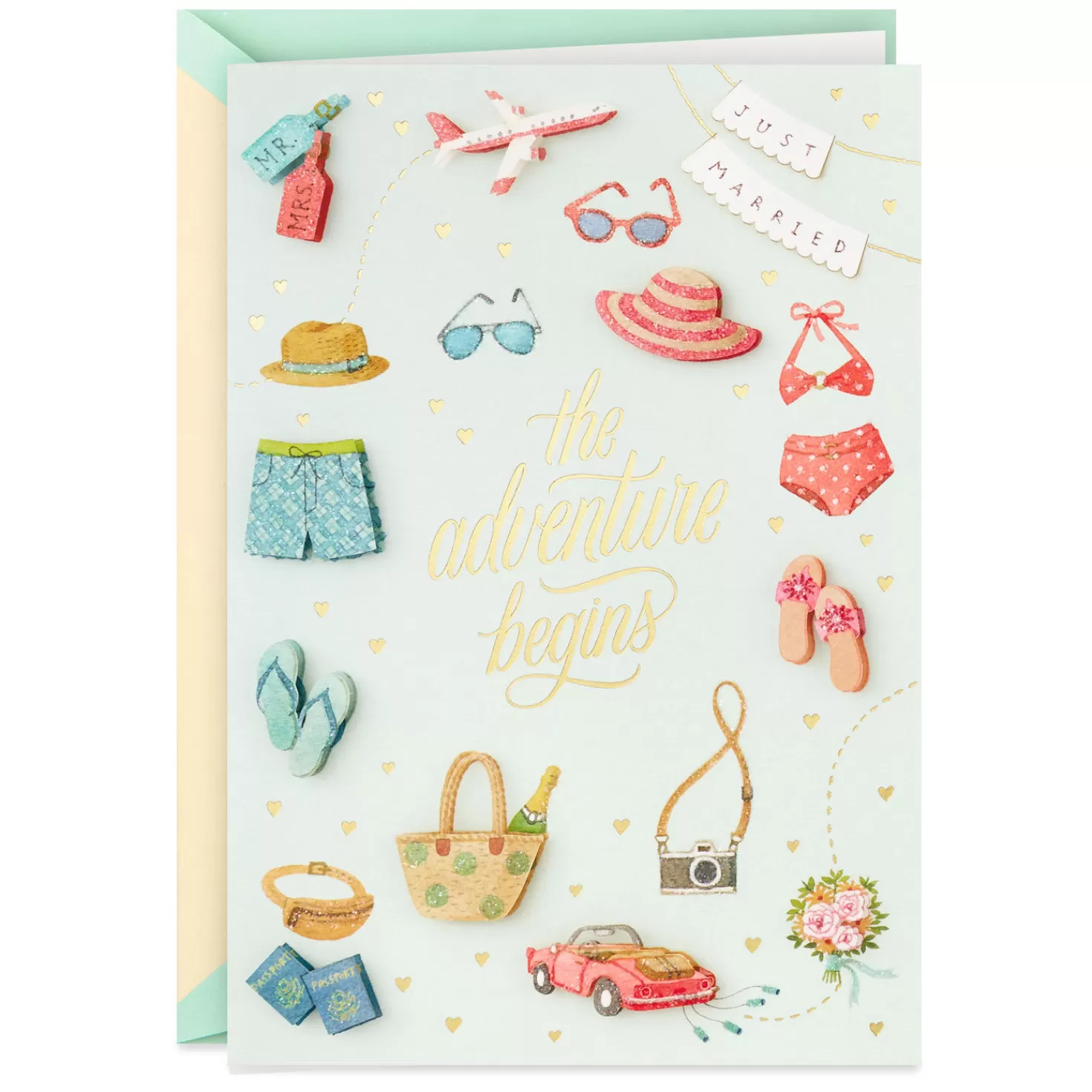 Online The Adventure Begins Honeymoon Icons Wedding Card Wedding