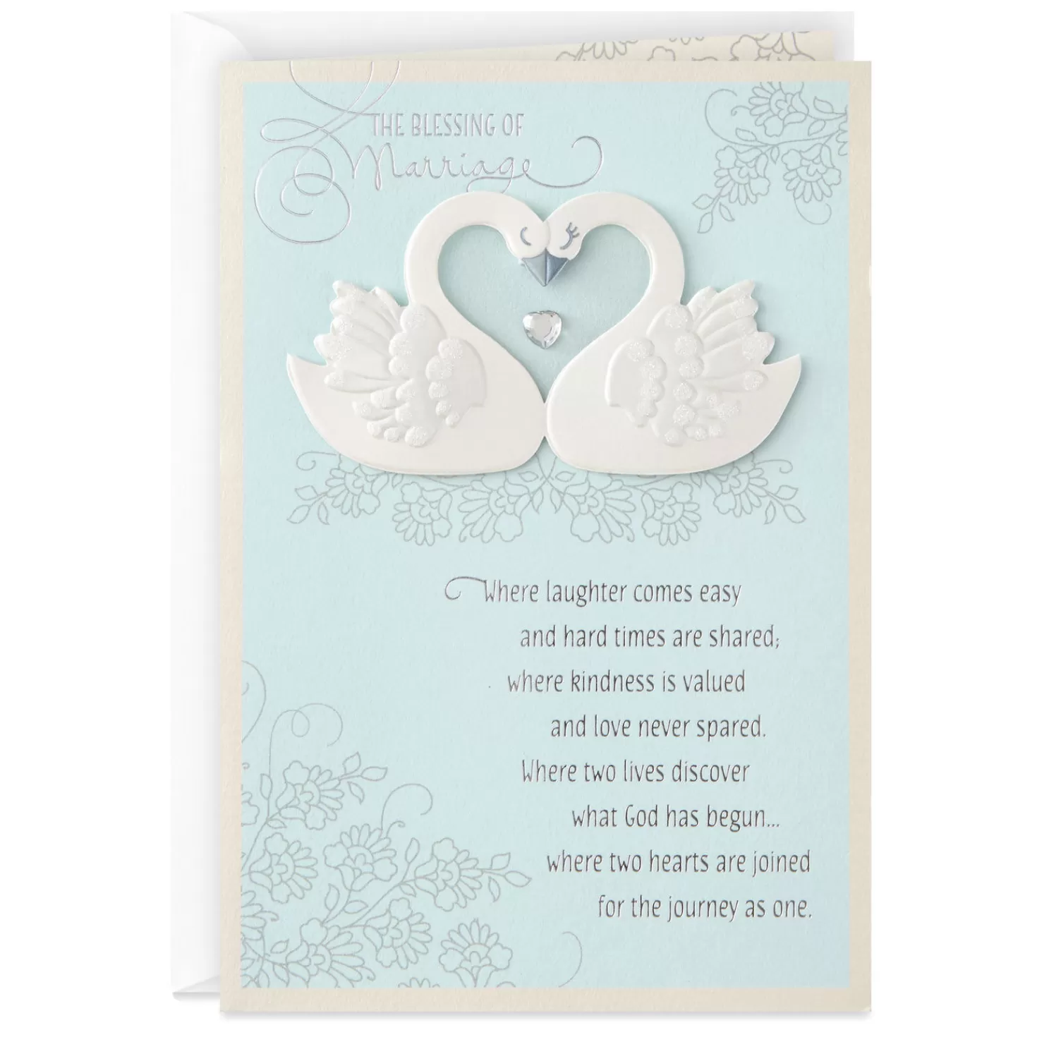 Fashion Two Hearts Joined For The Journey Religious Wedding Card Wedding