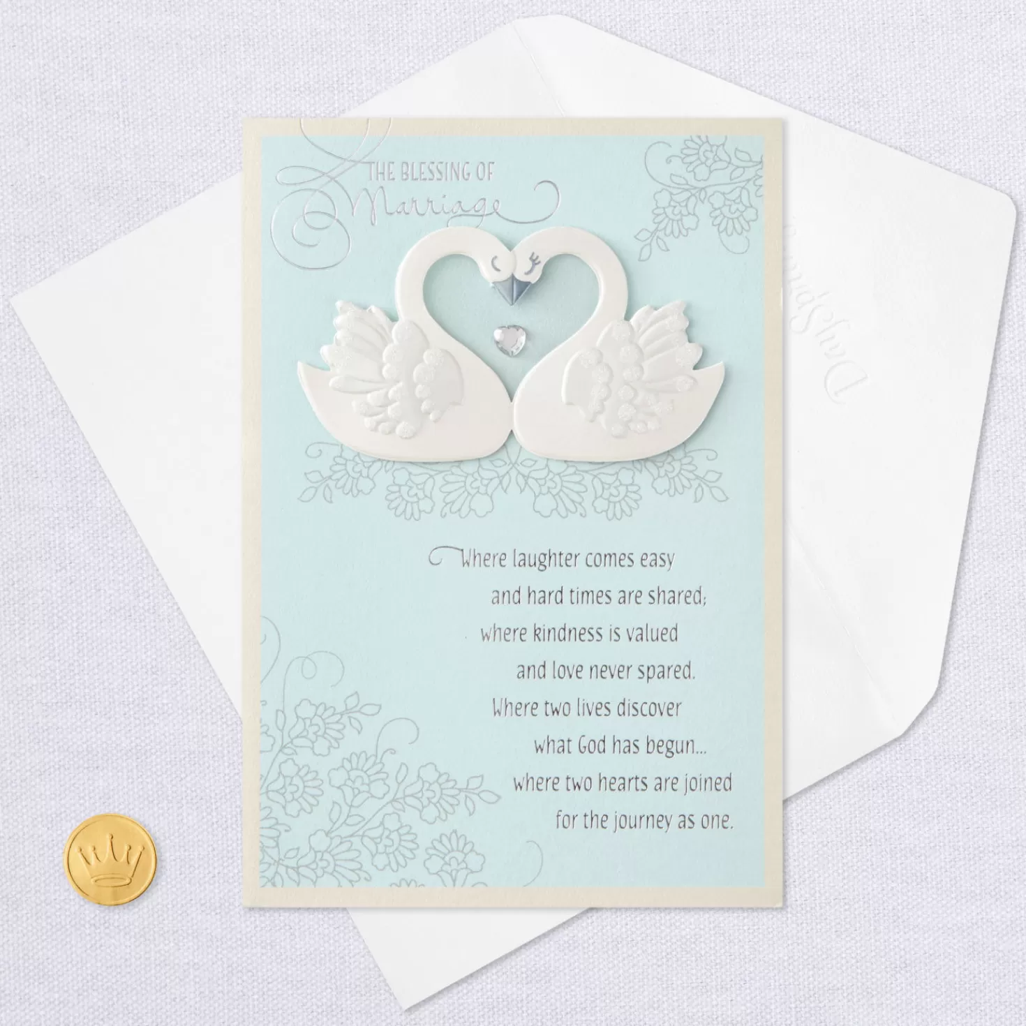 Fashion Two Hearts Joined For The Journey Religious Wedding Card Wedding