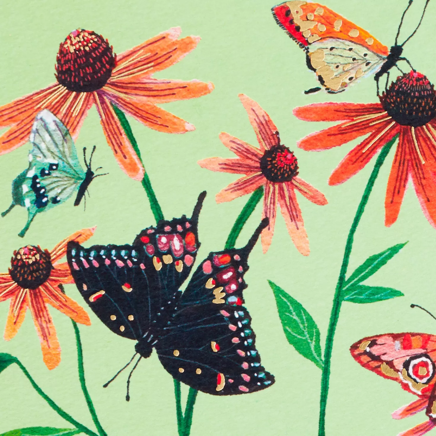Cheap Vintage Butterflies And Flowers Blank Card Encouragement