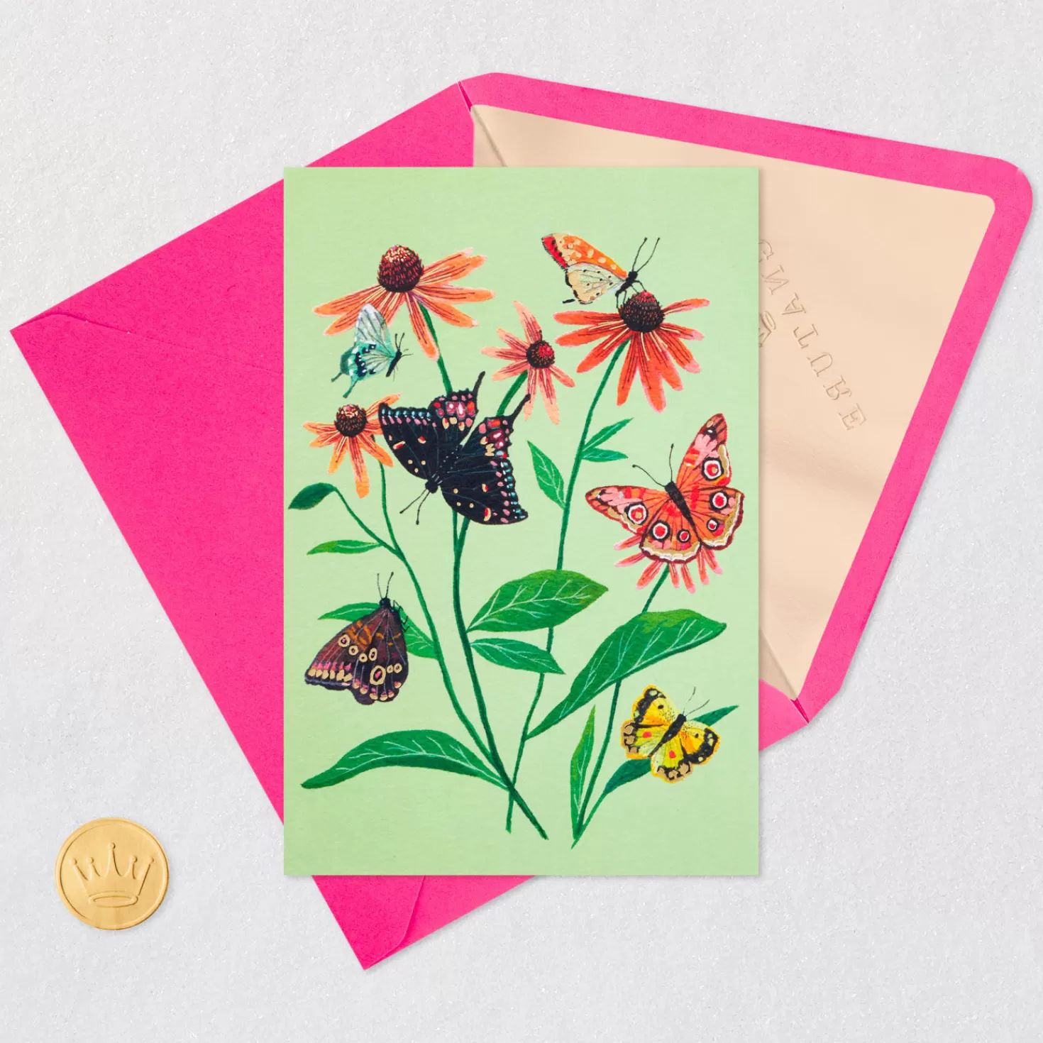 Cheap Vintage Butterflies And Flowers Blank Card Encouragement