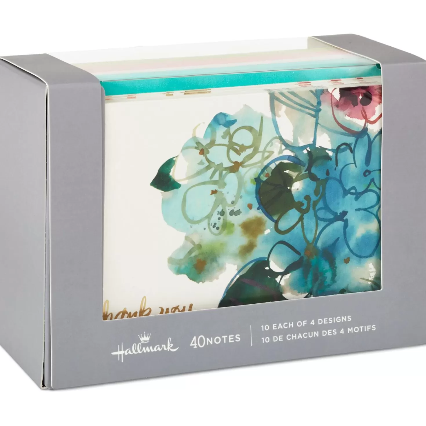Shop Watercolor Flowers Assorted Blank Note Cards, Box Of 40 Thank You